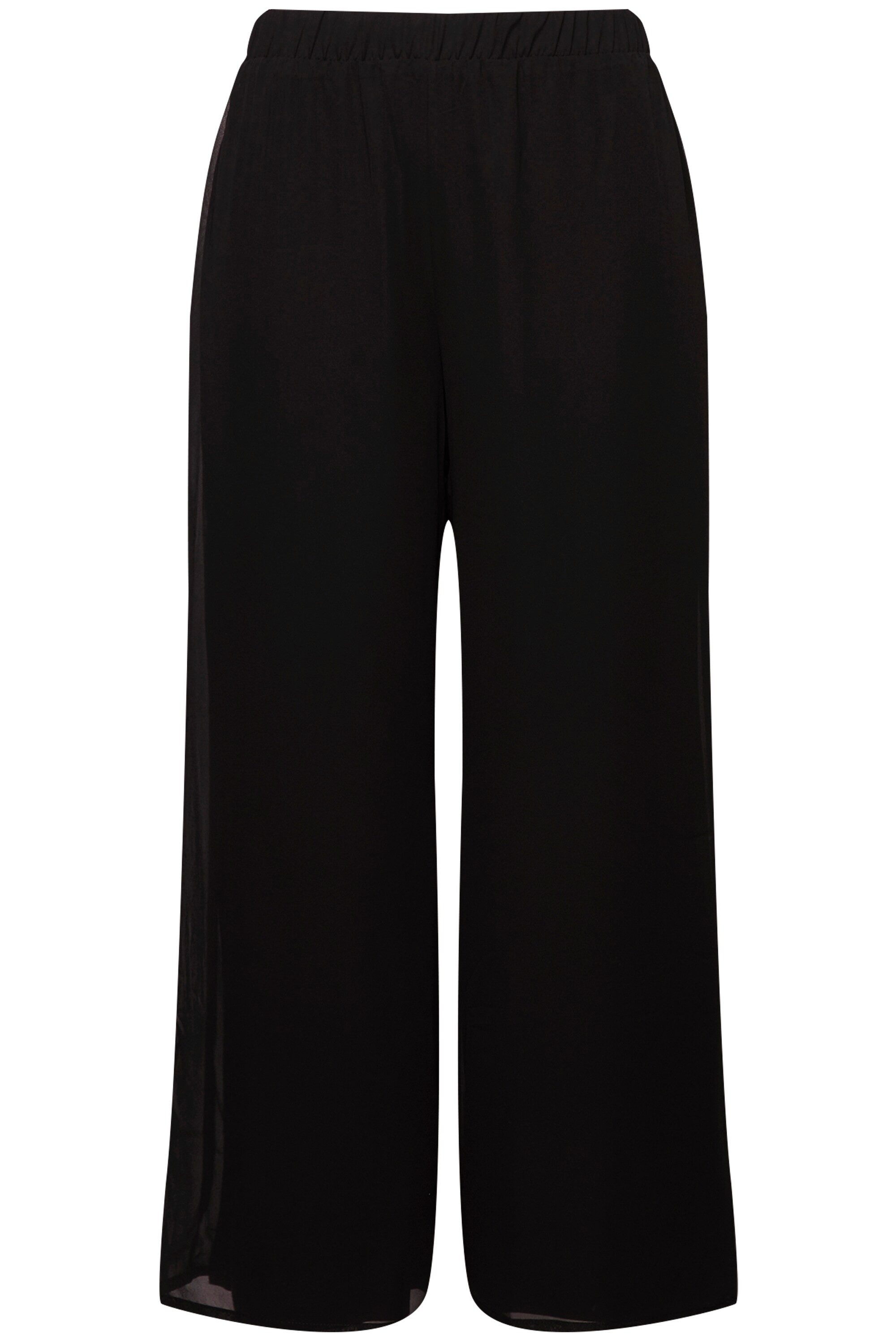 Ulla Popken Schlupfhose Chiffonhose doppellagig weites Bein Elastikbund günstig online kaufen