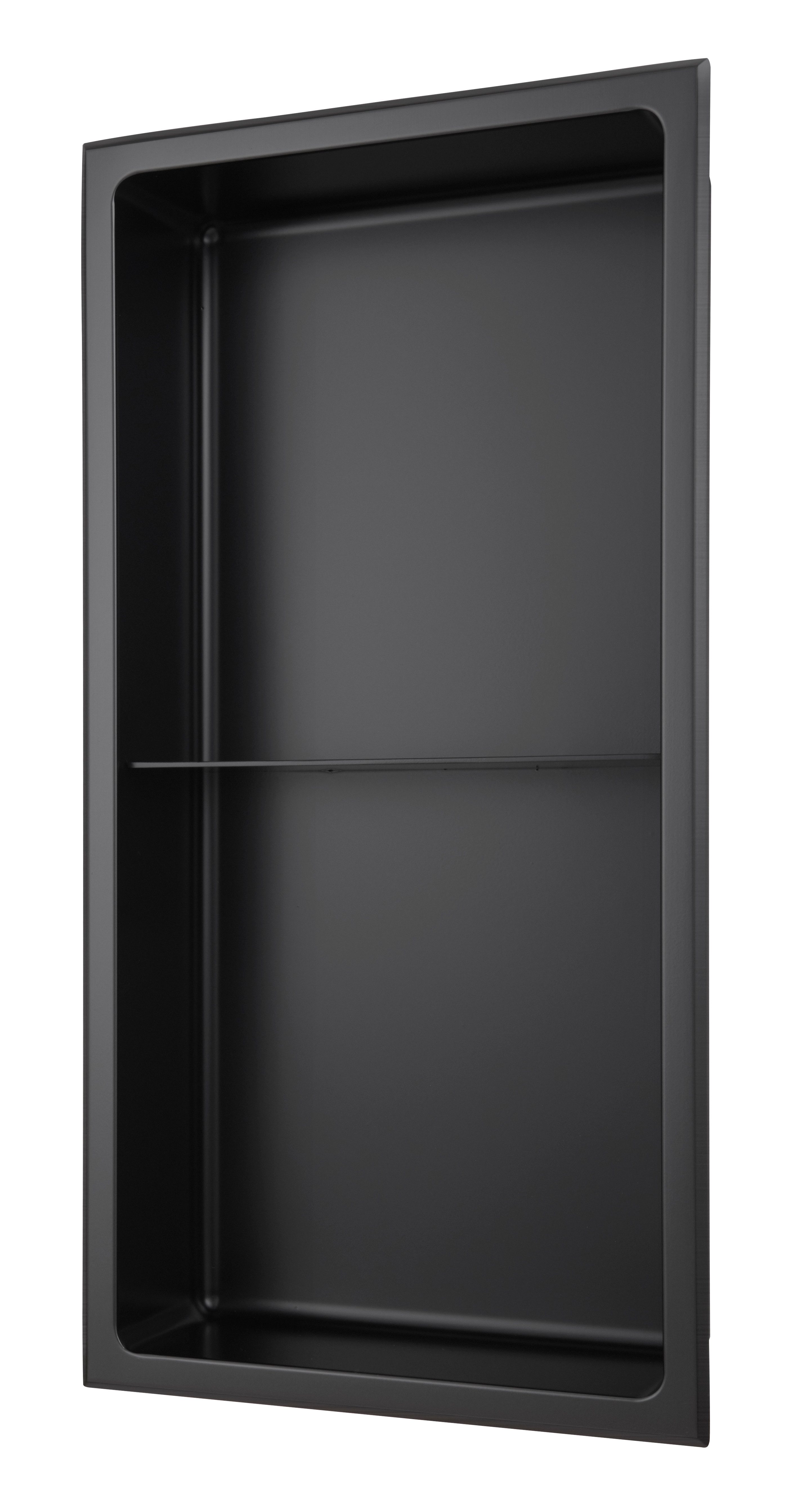 Alphabad Hochschrank Edelstahl Wandnische mit Regalboden in 30 x 60 cm (schwarz)