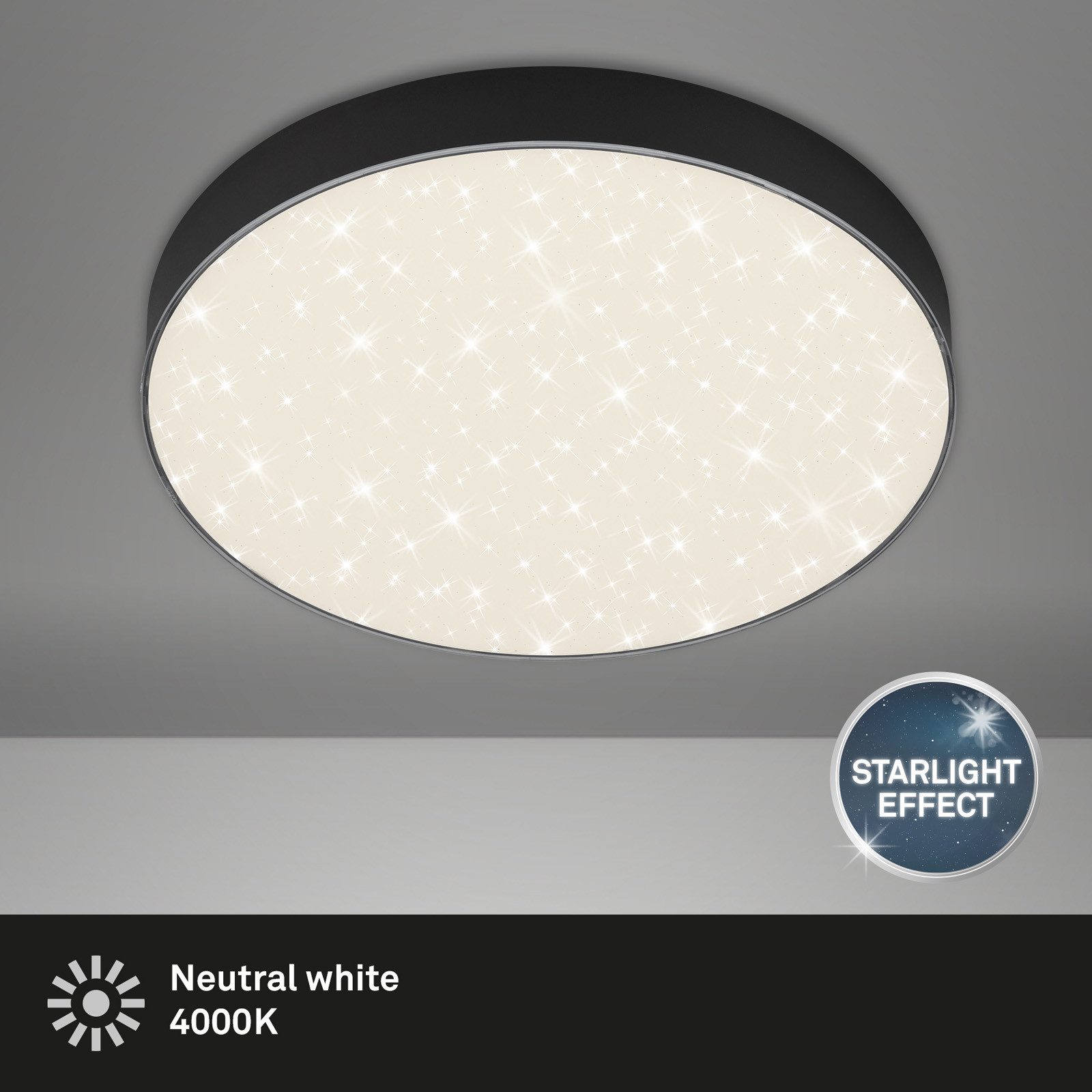 Briloner Leuchten Deckenleuchte LED Deckenleuchte Sternhimmeleffekt Wohnzimmerlampe Aufbauleuchte, Neutralweiß, 3000K, 4000K, Wohnzimmer, Schlafzimmer