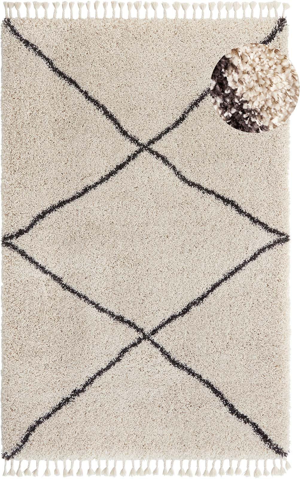 TaraCarpet Langflor-Teppich Tara Carpet Twilight Agadir Hochflor, Langflor, Shaggy weiß, rechteckig, Höhe: 60 mm, Wohnzimmer, Schlafzimmer, Esszimmer 160x230