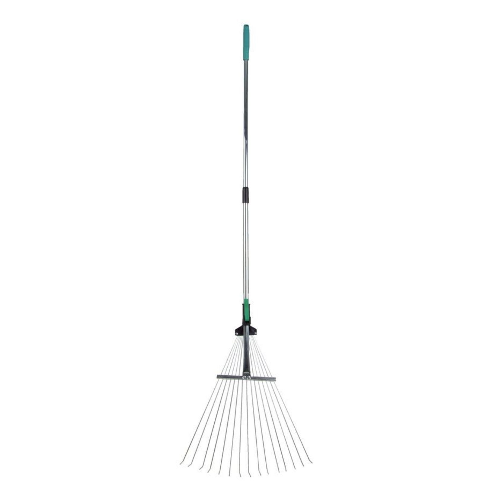 BURI Gartenrechen Laubharke mit Metall Teleskopstiel Laubbesen Rechen Laubrechen Harke