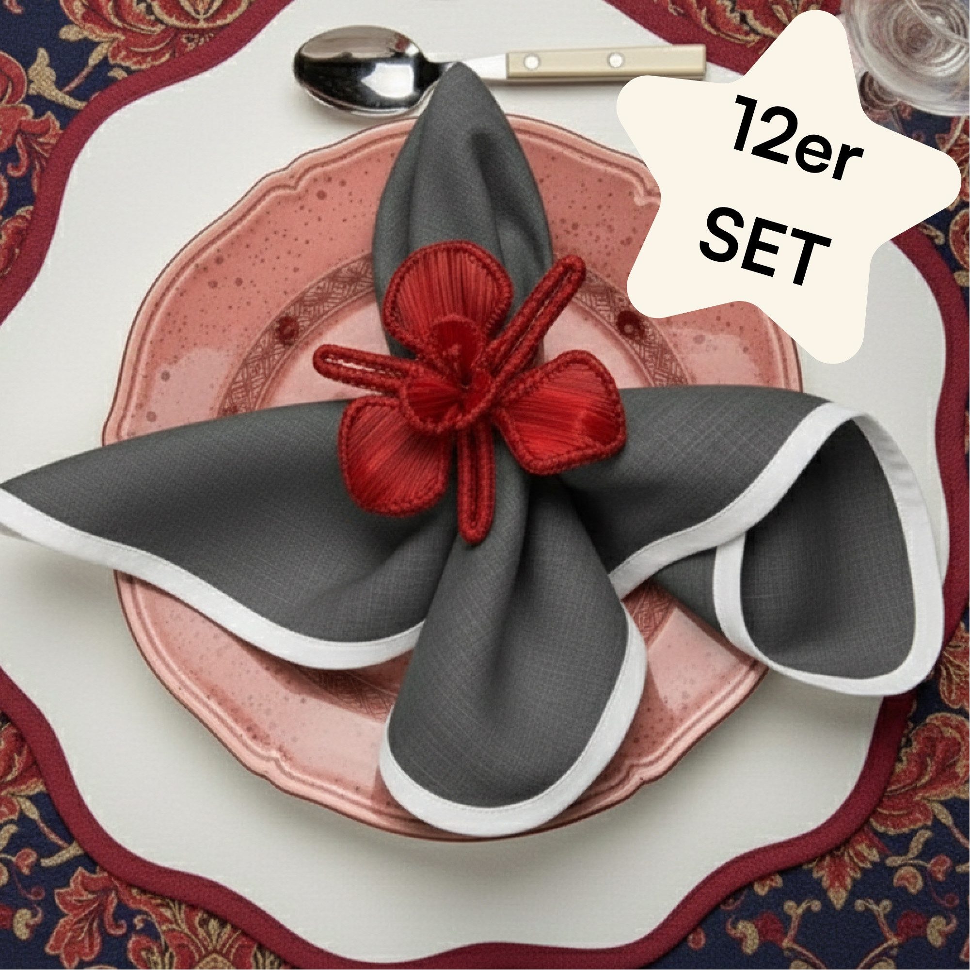 Seralino Stoffserviette 100% Bio-Baumwolle, (Set, 12 St., Wiederverwendbar), 40x40 cm & 45x45 cm