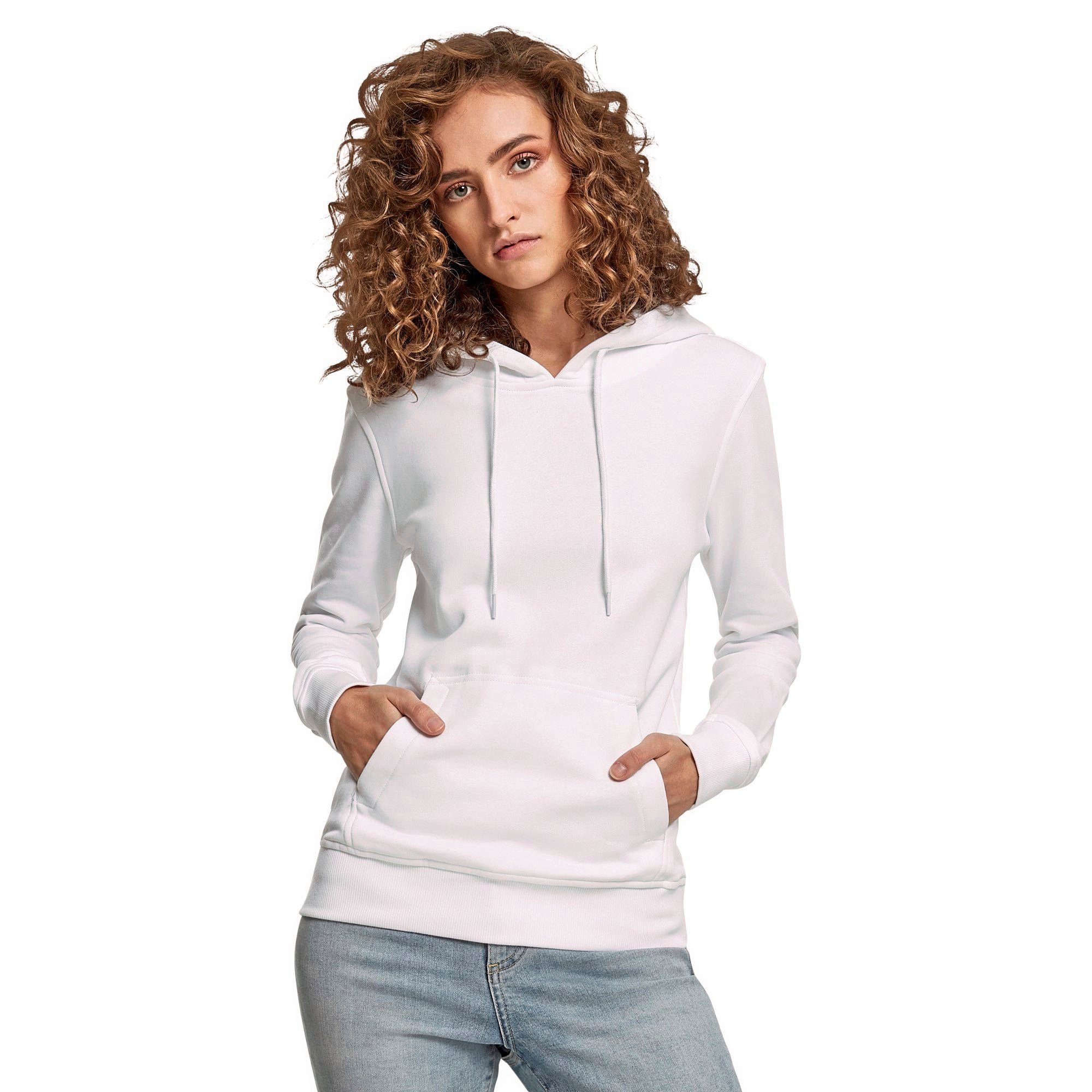 Build Your Brand Hoodie Damen Organic Kapuzensweater / Sweater mit Kapuze - Gr. XS bis 5XL Innen angeraut (Fleece), 100% Bio-Baumwolle