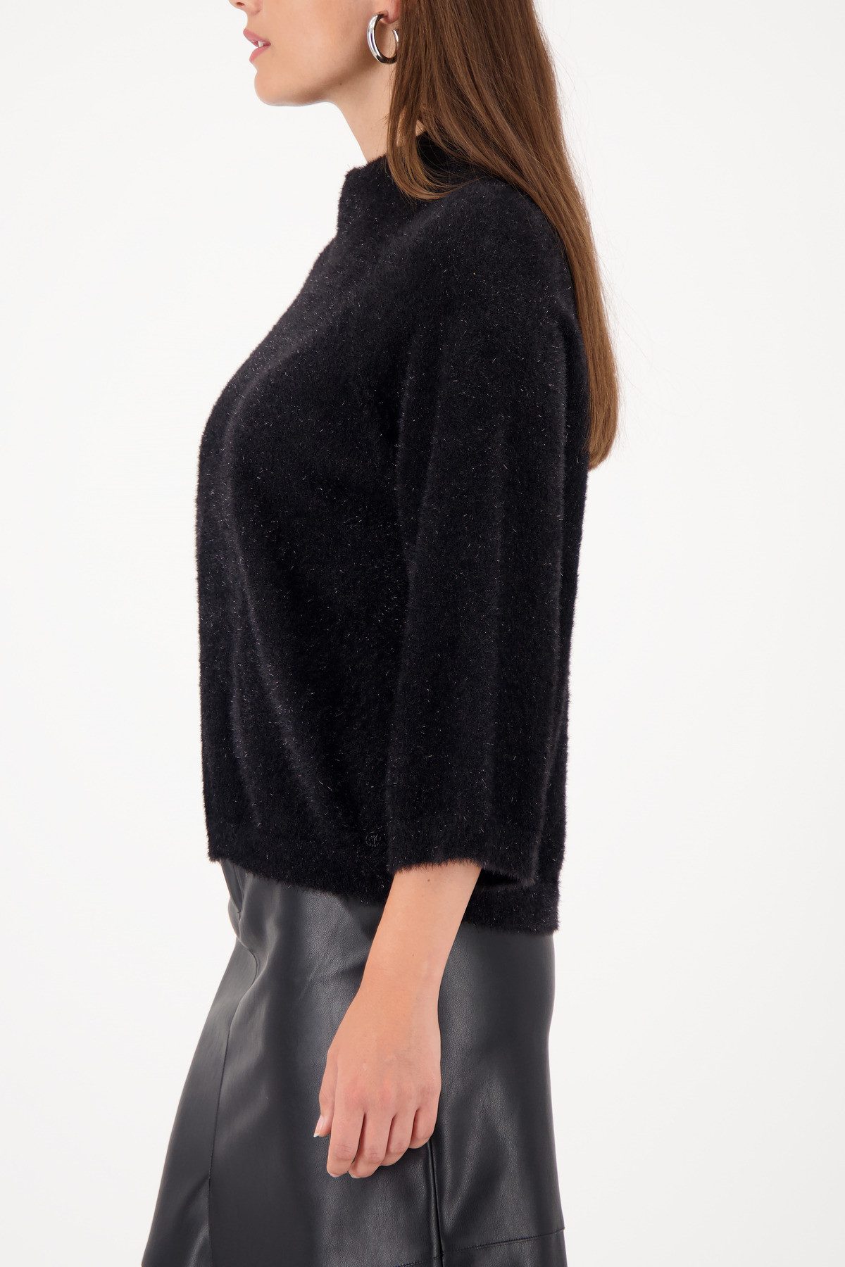 Monari Stehkragenpullover mit Glitzerfäden