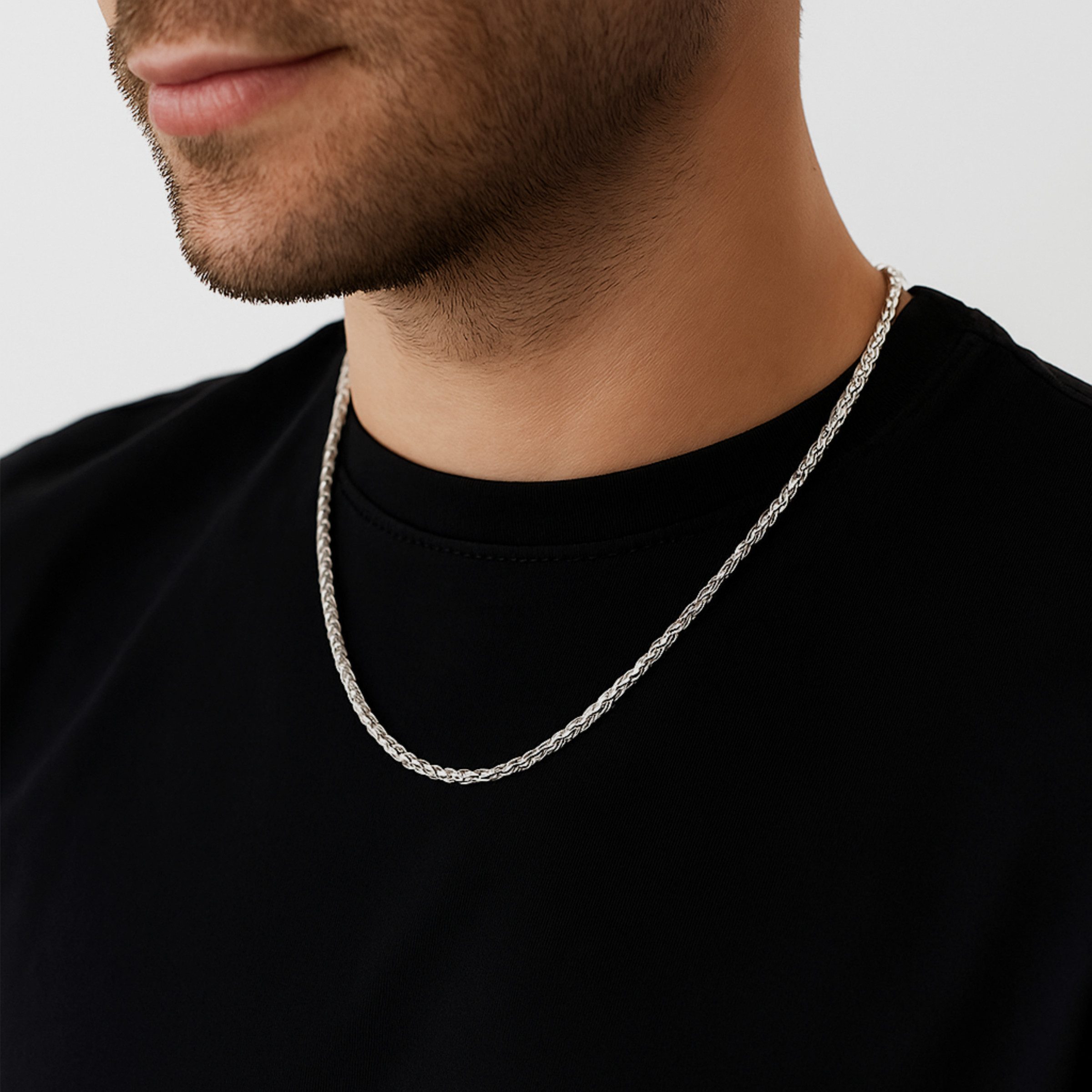 S&T Design Königskette Edelstahl Herren 60cm Halskette Männer Silber Byzantinische (Einzelartikel, Einzelkette), Halskette Herren Hip Hop Punk Halskette Schmuck Geschenk für Herren