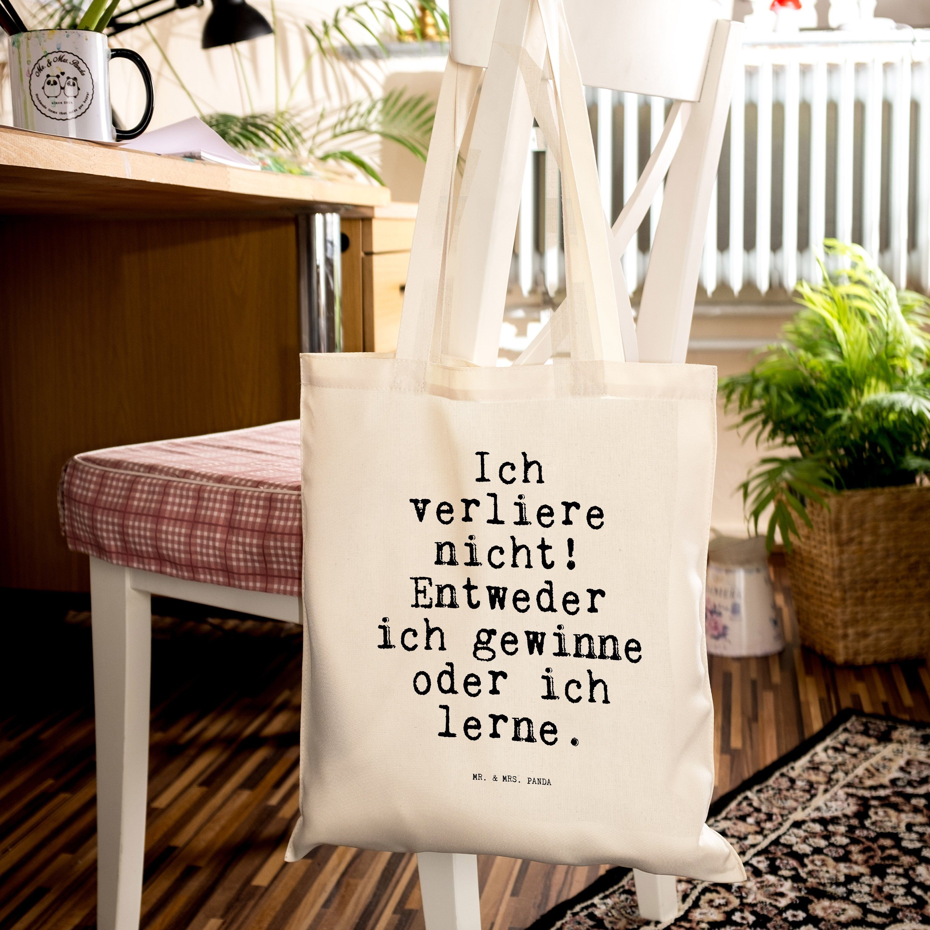 & - Tragetasche Spruch, - nicht! verliere Panda Entweder... Transparent Geschenk, Mrs. Ein (1-tlg) Mr. Ich