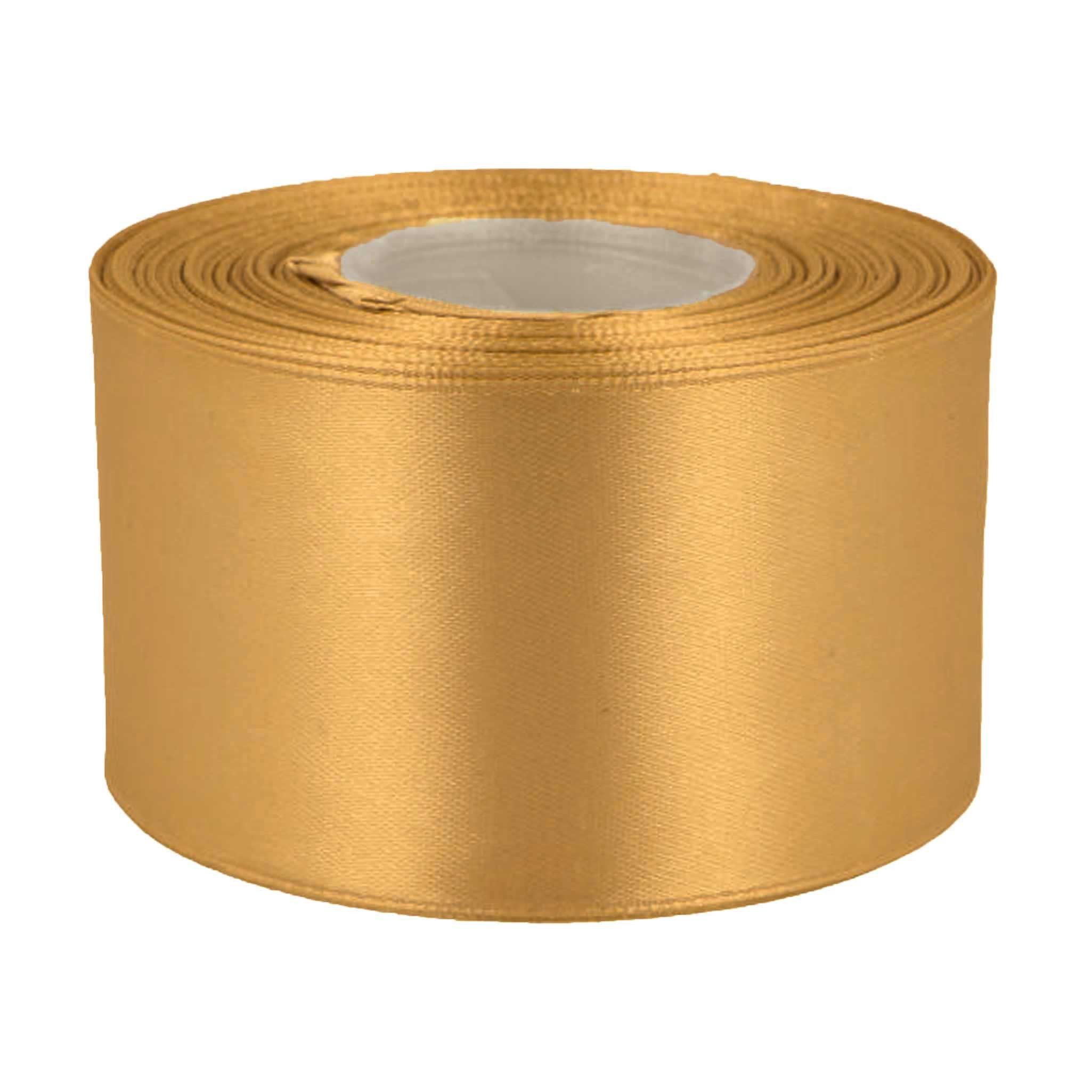 maDDma Satinband 27m Satinband 50mm Geschenkband Dekoband Verpackungsband, goldgelb