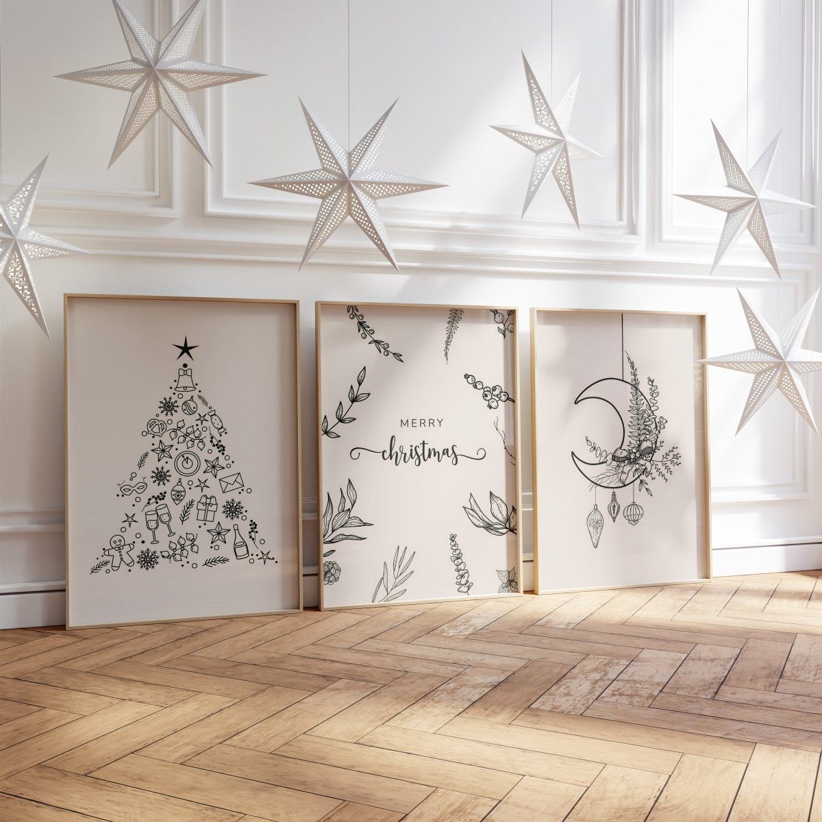 JUSTGOODMOOD Poster Minimalistisches Weihnachtsposter Frohe Weihnachten Weihnachtsdruck Ge, B (1 St)