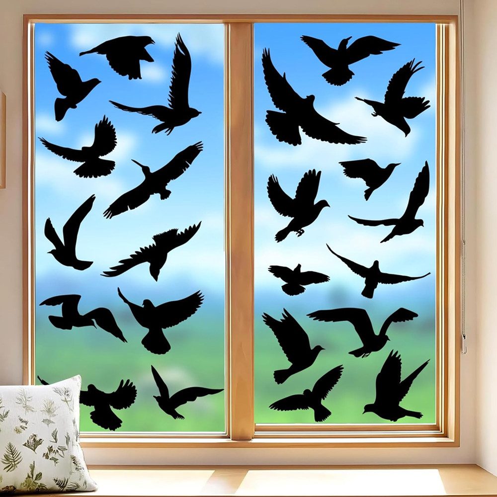 TUWENA Aufkleber Fensteraufkleber Vogelschutz, 37 Stück Vogelaufkleber für Fenster, PVC Vogelschutz Aufkleber Fenster, für Glastürschutz und Vogelschutz