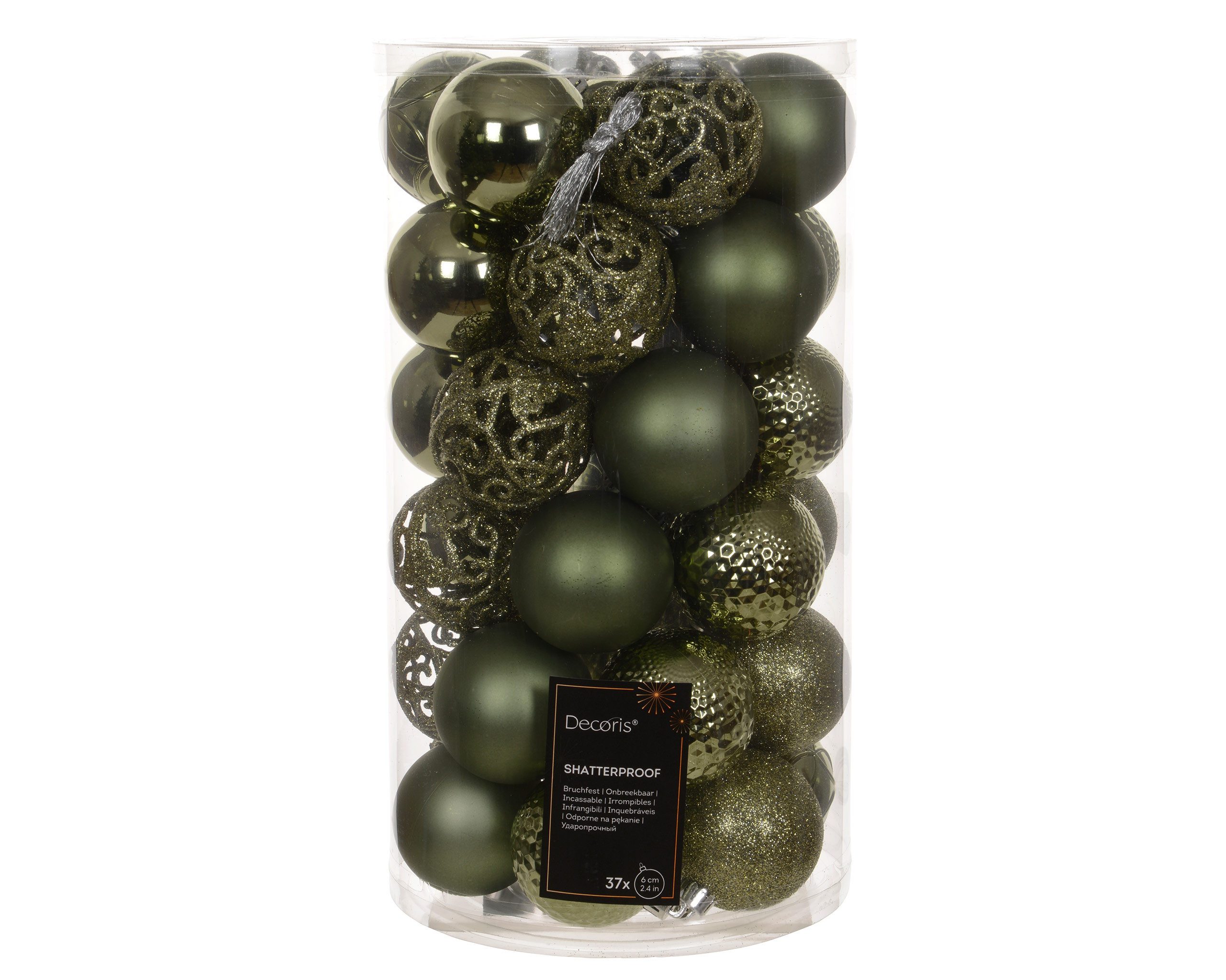 Kaemingk Weihnachtsbaumkugel, Weihnachtskugeln Kunststoff 6cm Mix 37er Set - Rosmarin