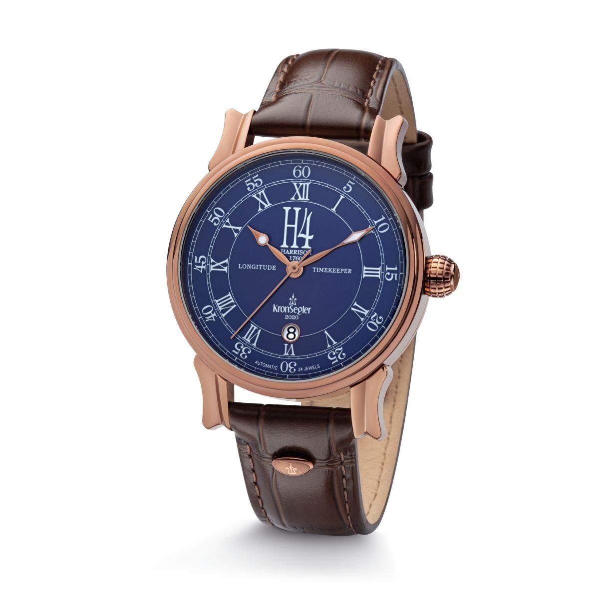 Automatikuhr H4 Longitude Timekeeper KS773ku-bl Lederband 42,5 mm