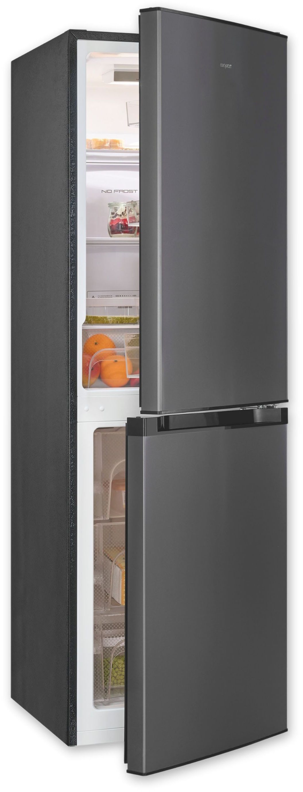 exquisit Kühl-/Gefrierkombination KGC195-65-NF-330E inoxlook-az, 157,5 cm hoch, 48,5 cm breit, 4-Sternefach