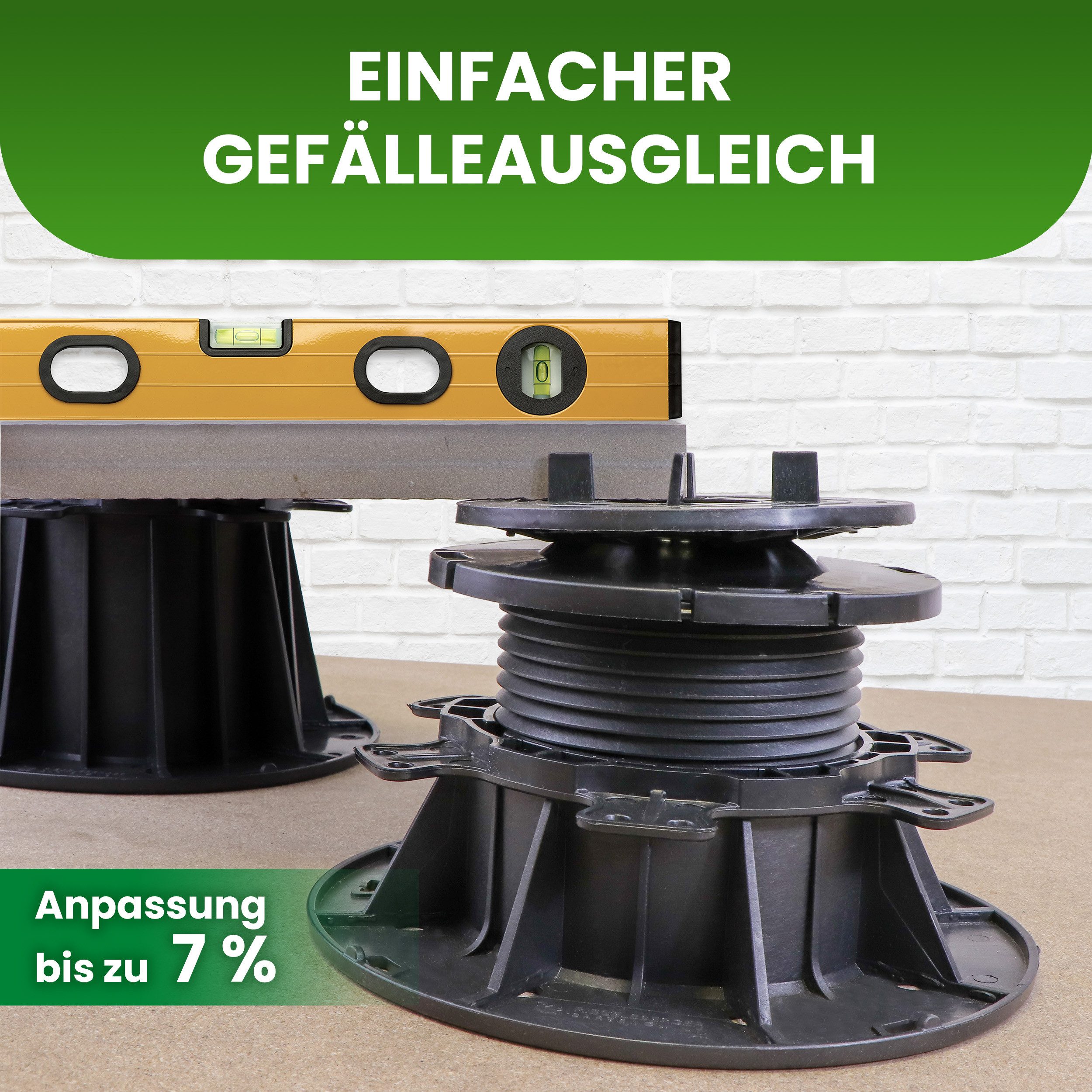 Gartenwelt Riegelsberger Stellfuß Plattenlager PRO mit Gefälleausgleich bis zu 7% Terrassenlager