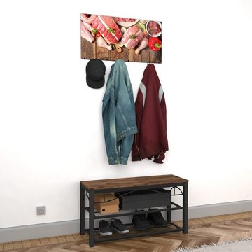 Primedeco Garderobenpaneel Magnetwand und Memoboard aus Glas Rohe Fleischvariation