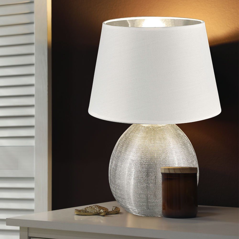 LED Warmweiß, etc-shop Lese Fernbedienung Wohn Leuchtmittel Tisch Leuchte inklusive, Zimmer silber Farbwechsel, Tischleuchte, Lampe