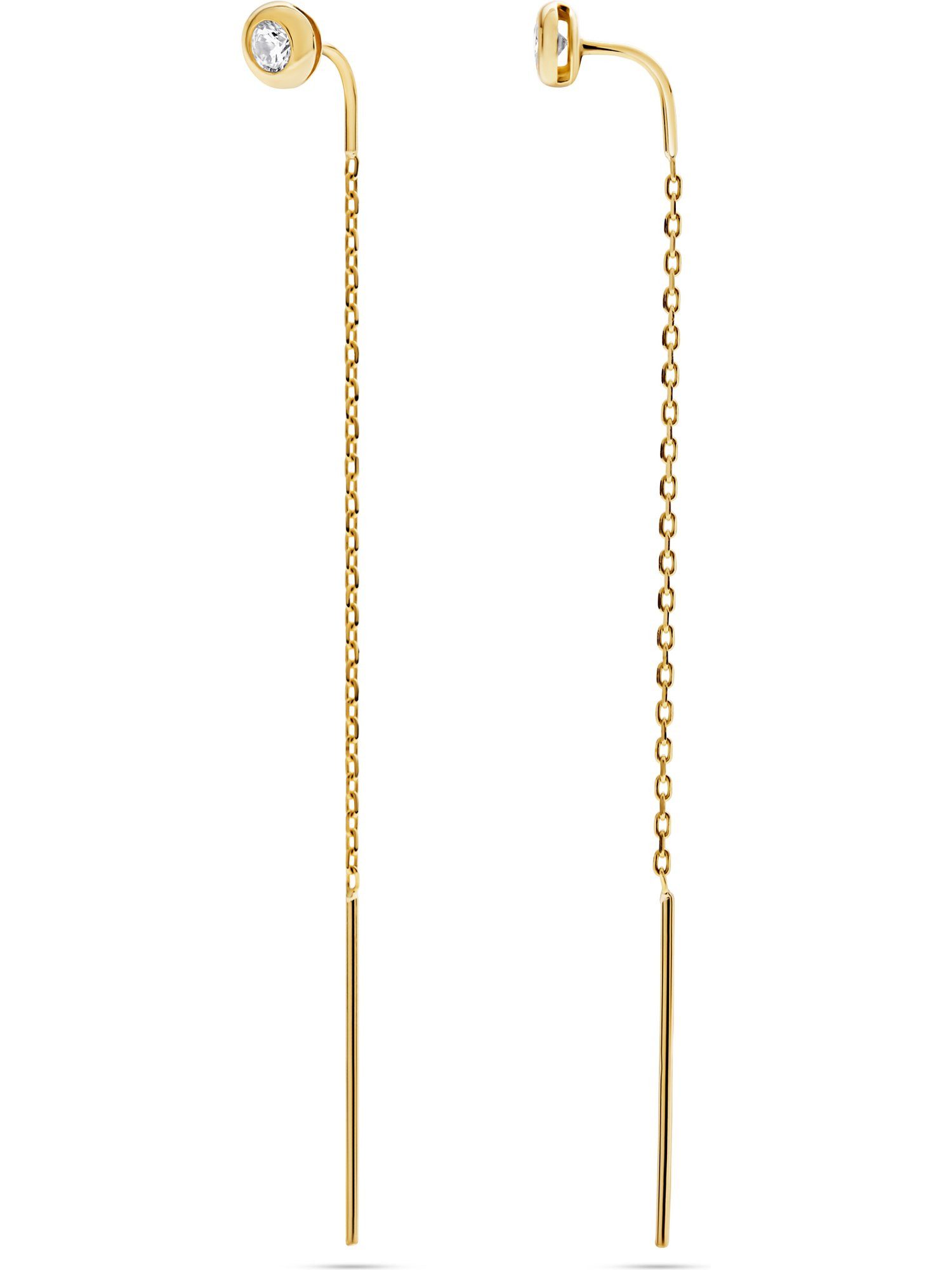 FAVS Paar Ohrhänger FAVS Damen-Ohrhänger 375er Gelbgold 2 Zirkonia