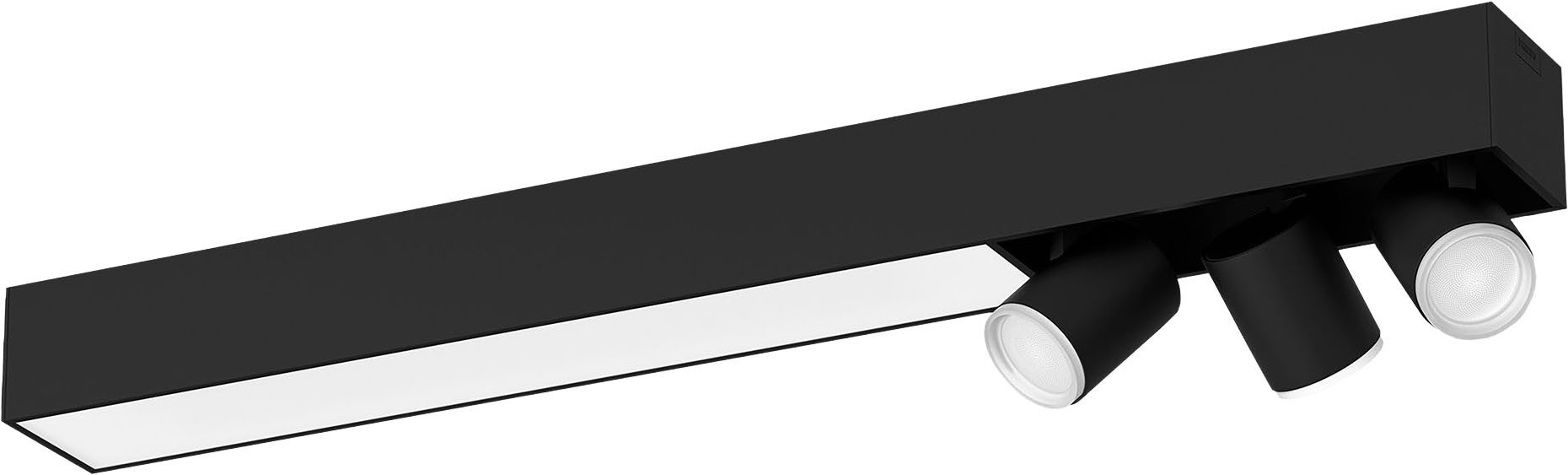 Philips Hue Smarte LED-Leuchte White & Color Ambiance Centris 3er Spot schwarz, Abschaltautomatik, Bluetooth, CCT - über Fernbedienung, Dimmfunktion, Farbsteuerung, Farbwechsel, Leuchtdauer einstellbar, Memoryfunktion, Nachtlichtfunktion, RGB, Smart Home, Timerfunktion, dimmbar über Fernbedienung, erweiterbar, mehrere Helligkeitsstufen, LED wechselbar, RGB