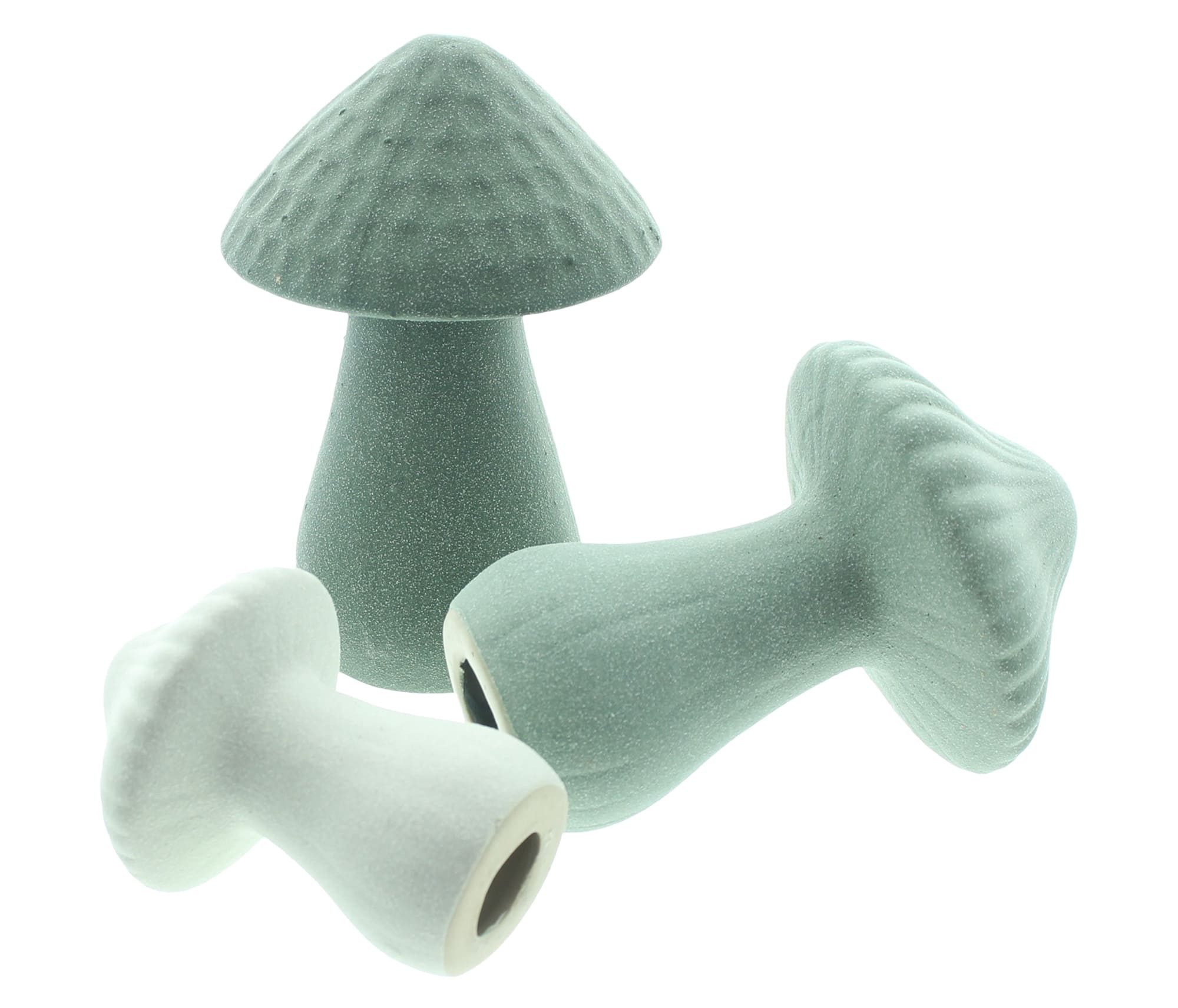 Dekoleidenschaft Dekofigur Pilz "Grün" Porzellan, Herbstdeko, Dekopilze, Pilzset, Pilze, Pilzdeko (3 St., im Set), 8 + 12 cm hoch, Figurenset