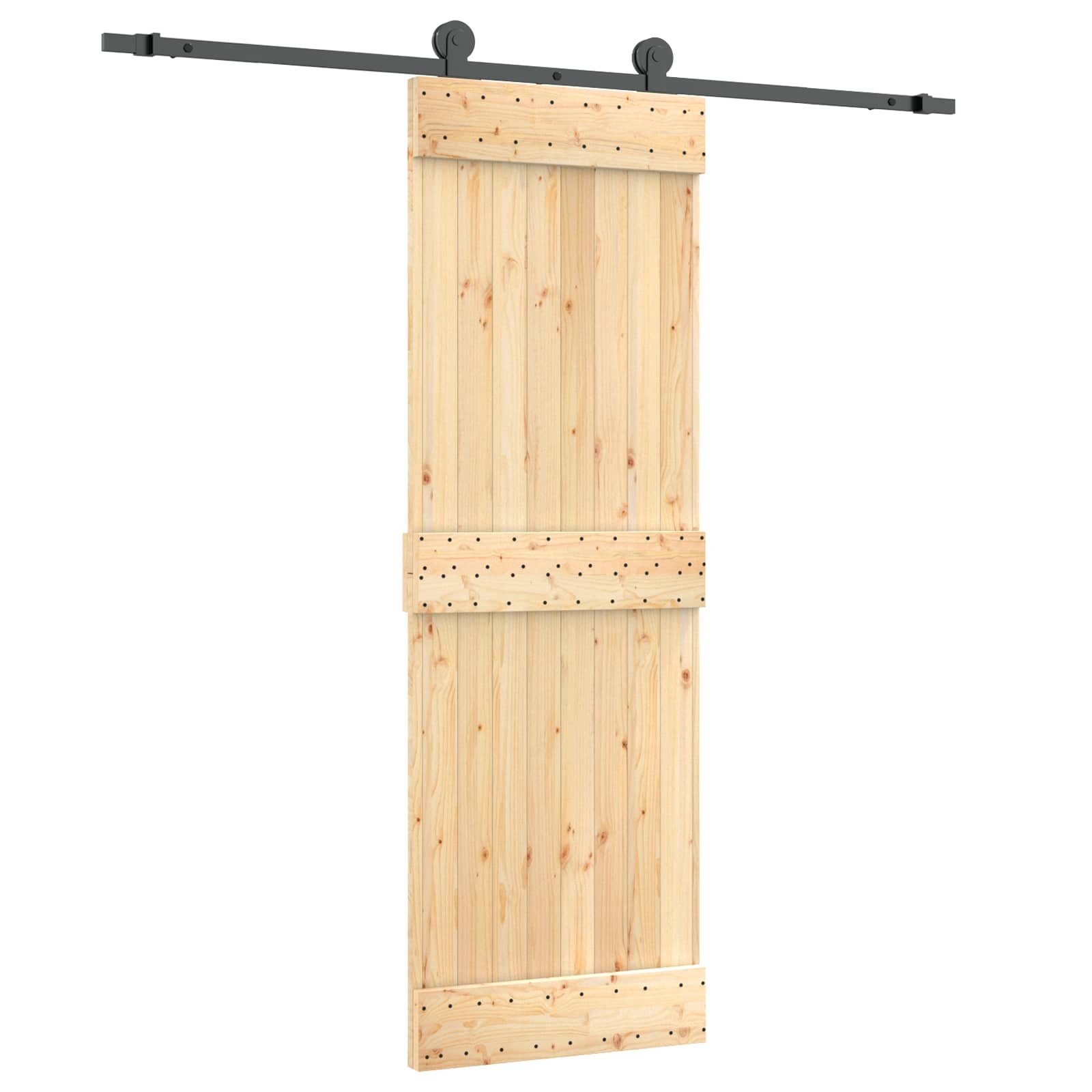 vidaXL Schiebetür Schiebetür 70 x 210 cm Massivkiefer (Unbehandelt) (1-St)