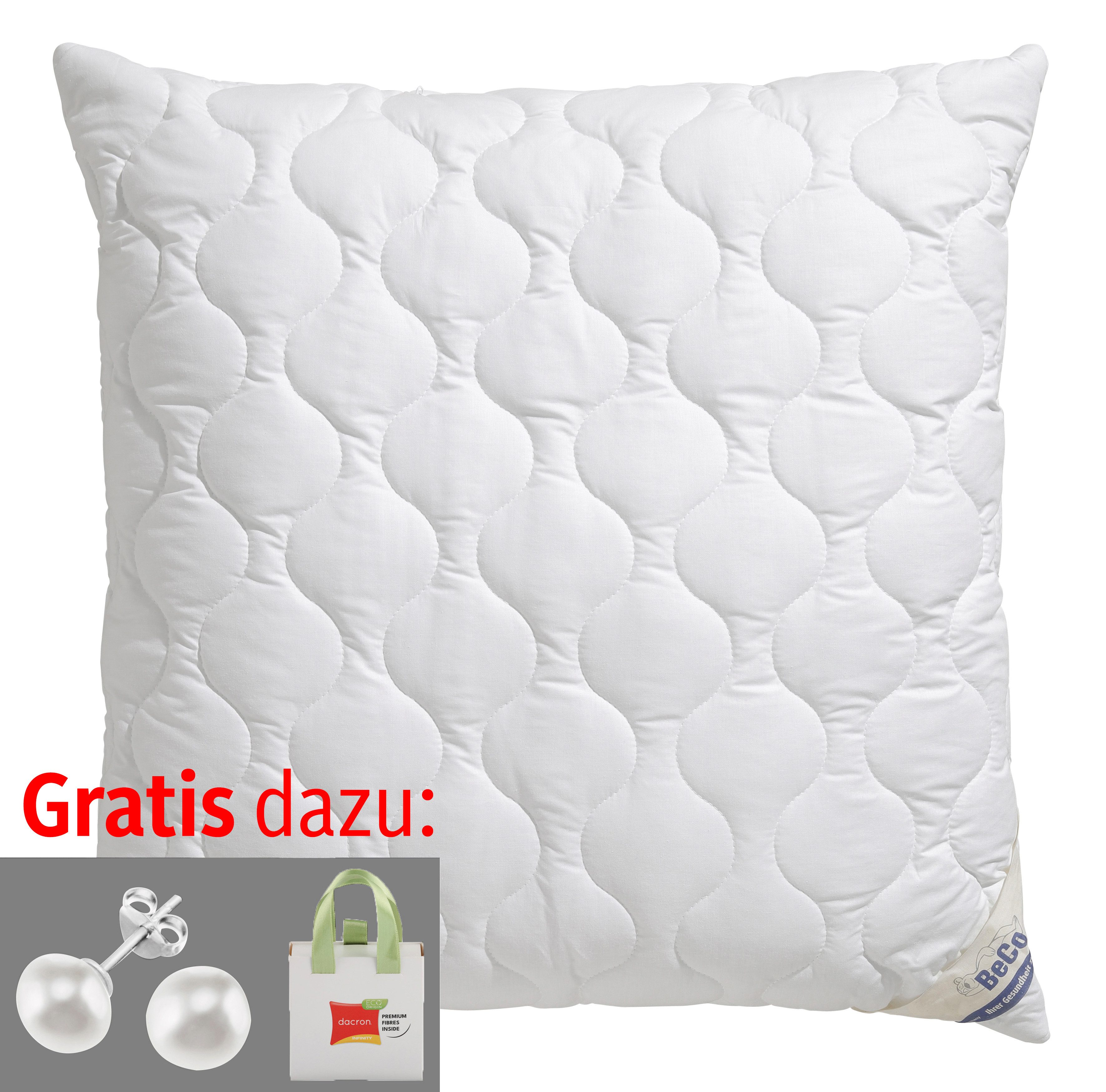 Beco Kunstfaserkopfkissen Aerelle Blue Eco "GOLD", Kissen, mit Gratis-Perlenohrsteckern, Füllung: recycelte Faserbällchen, Bezug: KbA-Bio-Baumwoll-Perkal, Jetzt zugreifen: Gratis-Aktion nur bis 31.12.2025!. Reduzierter Preis € 31,21. Unverbindliche Preisempfehlung € 69,90