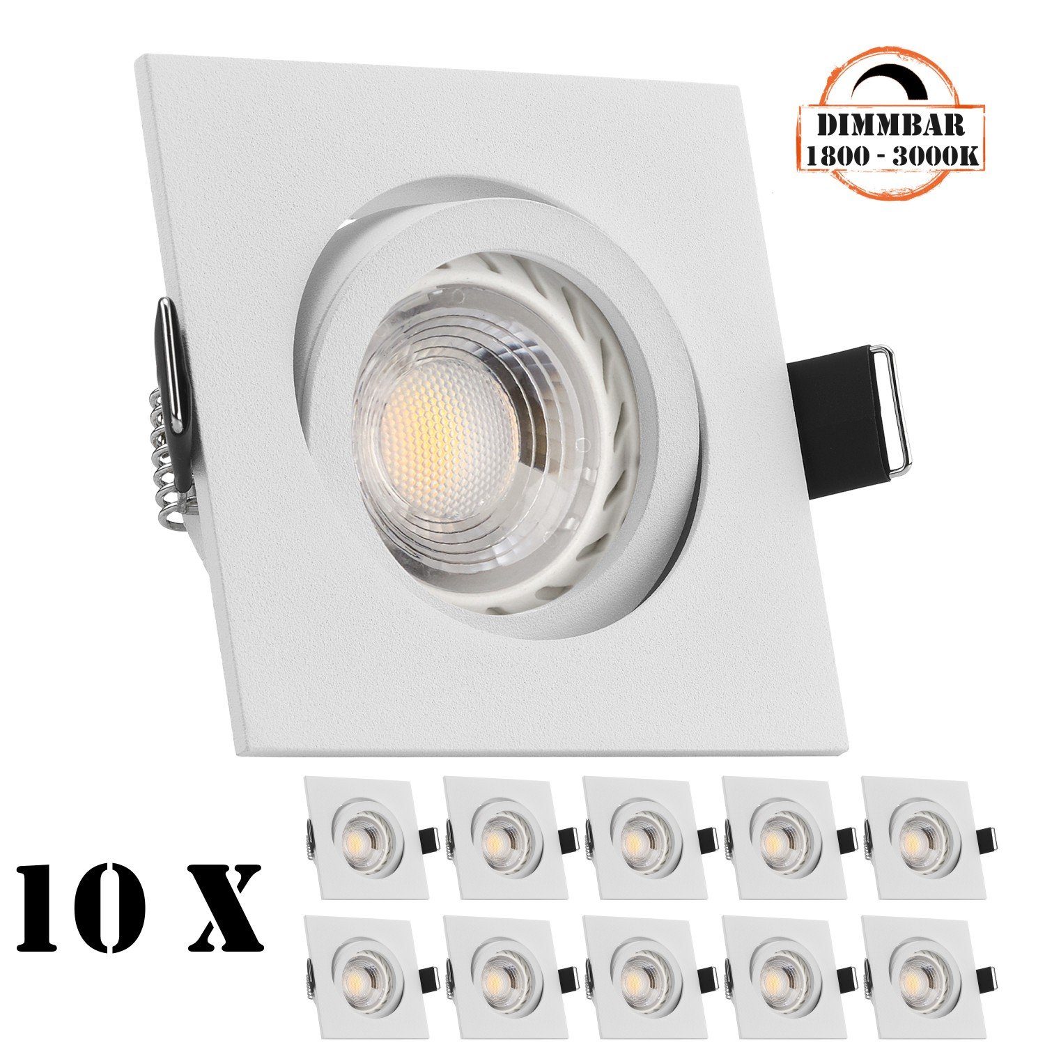 LEDANDO LED Einbaustrahler 5,5W Einbaustrahler mit LED in weiß LED 10er von LEDANDO Set GU10 matt