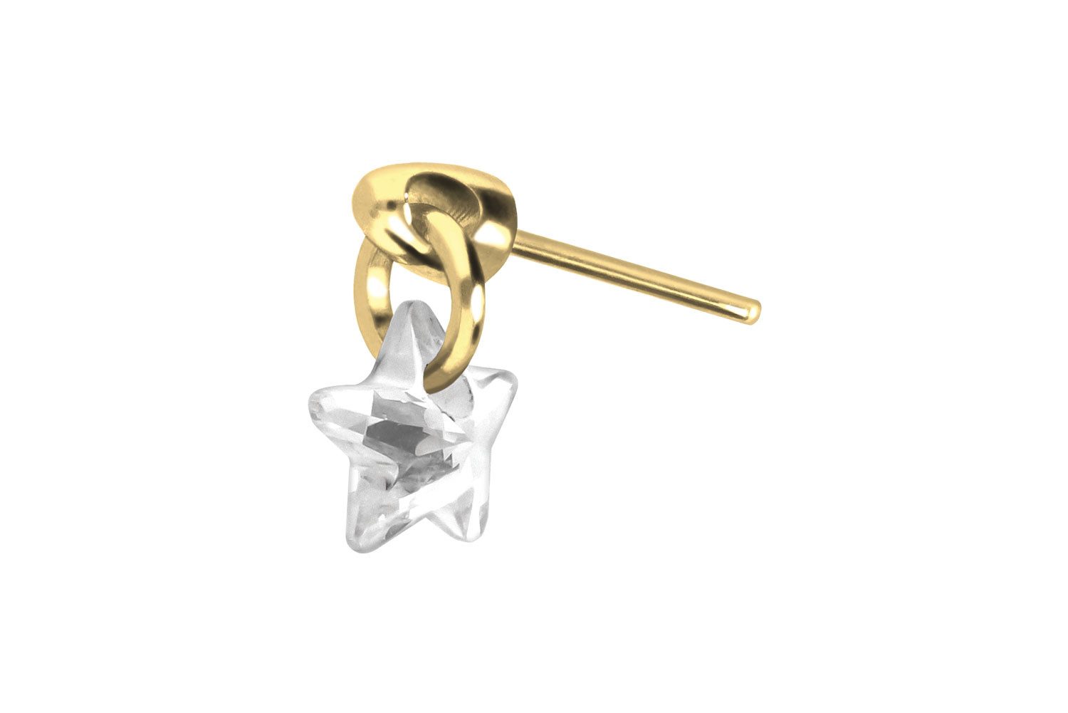 Piercing-Set Titan Aufsatz mit Push Pin KRISTALLSTERN