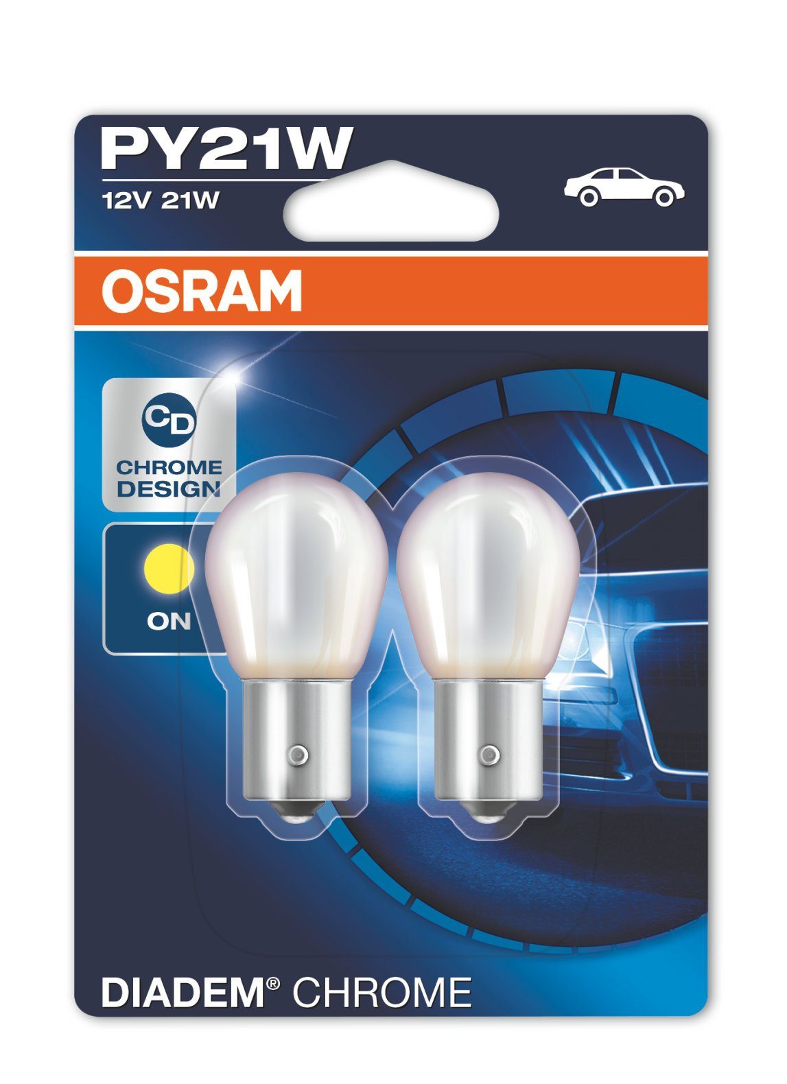 Osram Spezialleuchtmittel OSRAM DIADEM CHROME PY21W BAU15s 12 V/21 W (2er Blister)