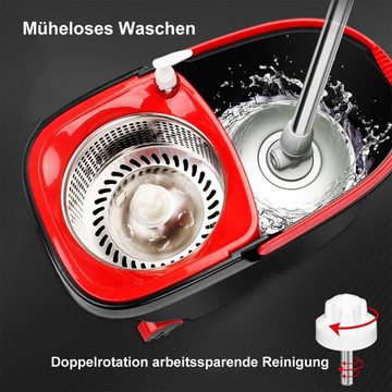 DOPWii Wischmopp Bodenwischer-Set Turbo Easy Wring & Clean mit 3 Mikrofaserpads
