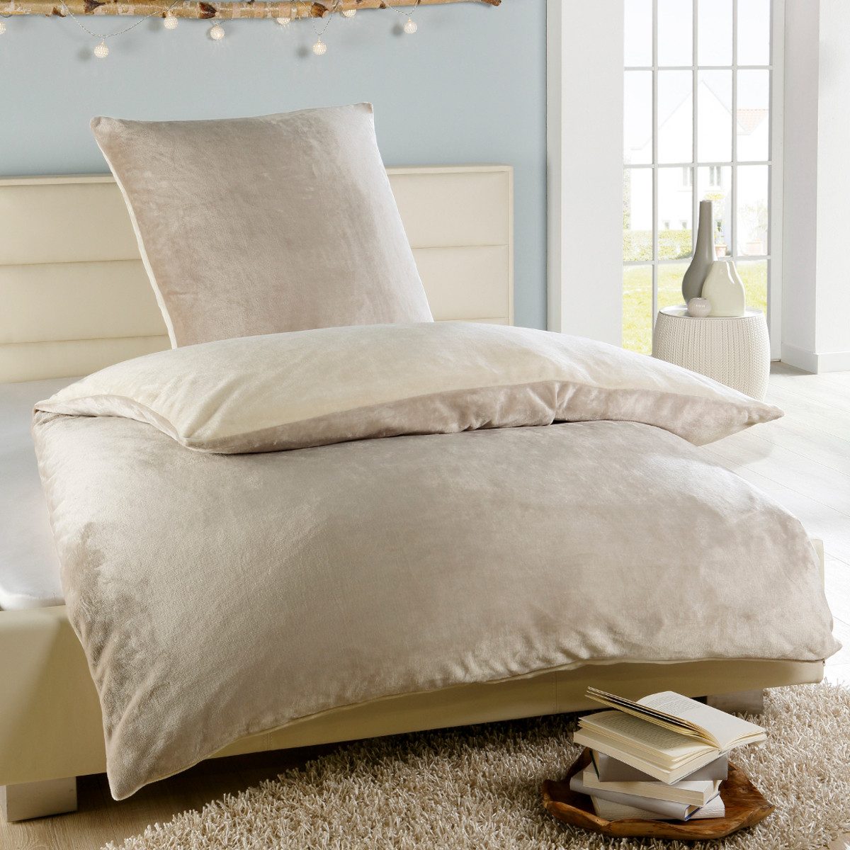 Malika Wendebettwäsche Cashmere-Touch Fleece, weiche, warme Winterbettwäsche, Cashmere Touch, 2 teilig, Flauschig warmes Teddy-Plüsch