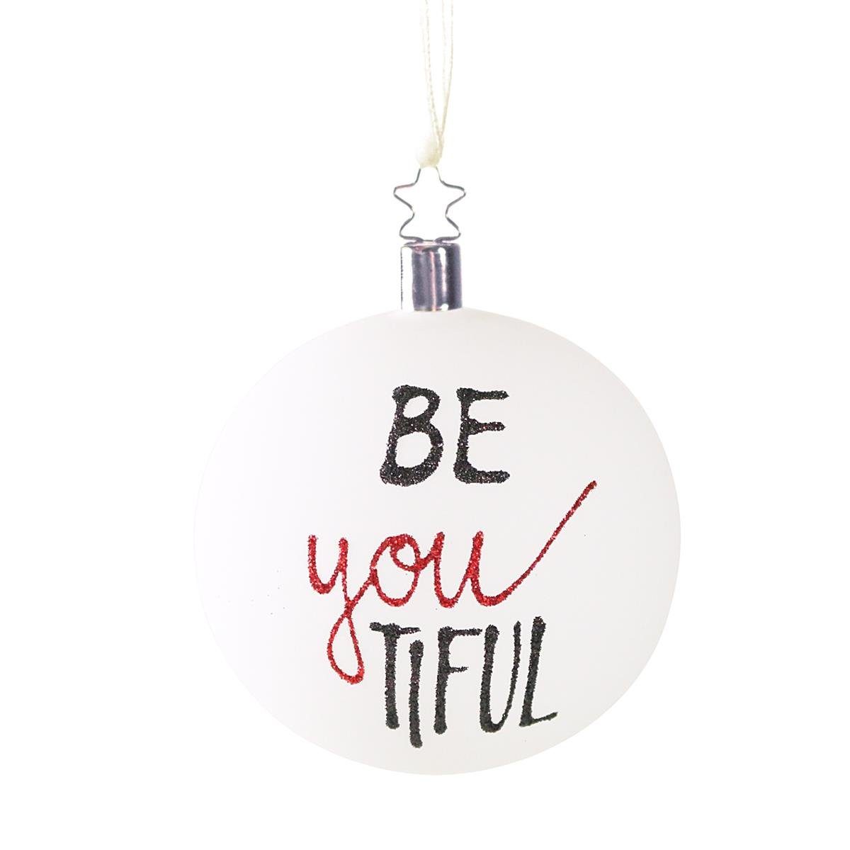 INGE-GLAS® Christbaumschmuck INGE-GLAS Glas-Hänger Kugel BE-YouTIFUL weiß matt (1-tlg)