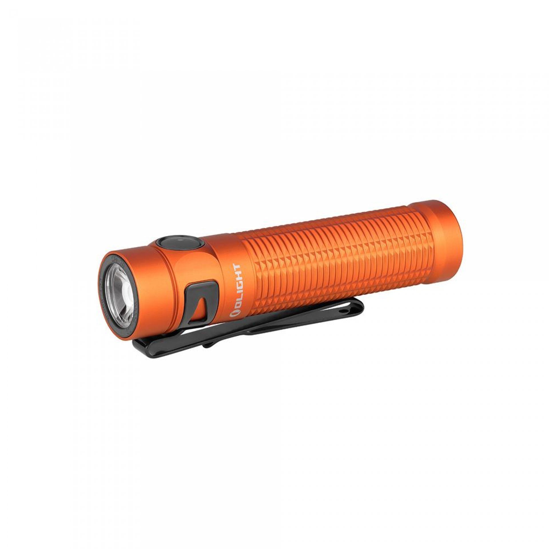 OLIGHT Taschenlampe Baton 3 aufladbar, 175 1500 Pro Hell Orange Extrem Hell Kaltweiß Taschenlampe, 6 Lumen LED 1500 Lichtmodi Meter, mit Extrem USB Lumen