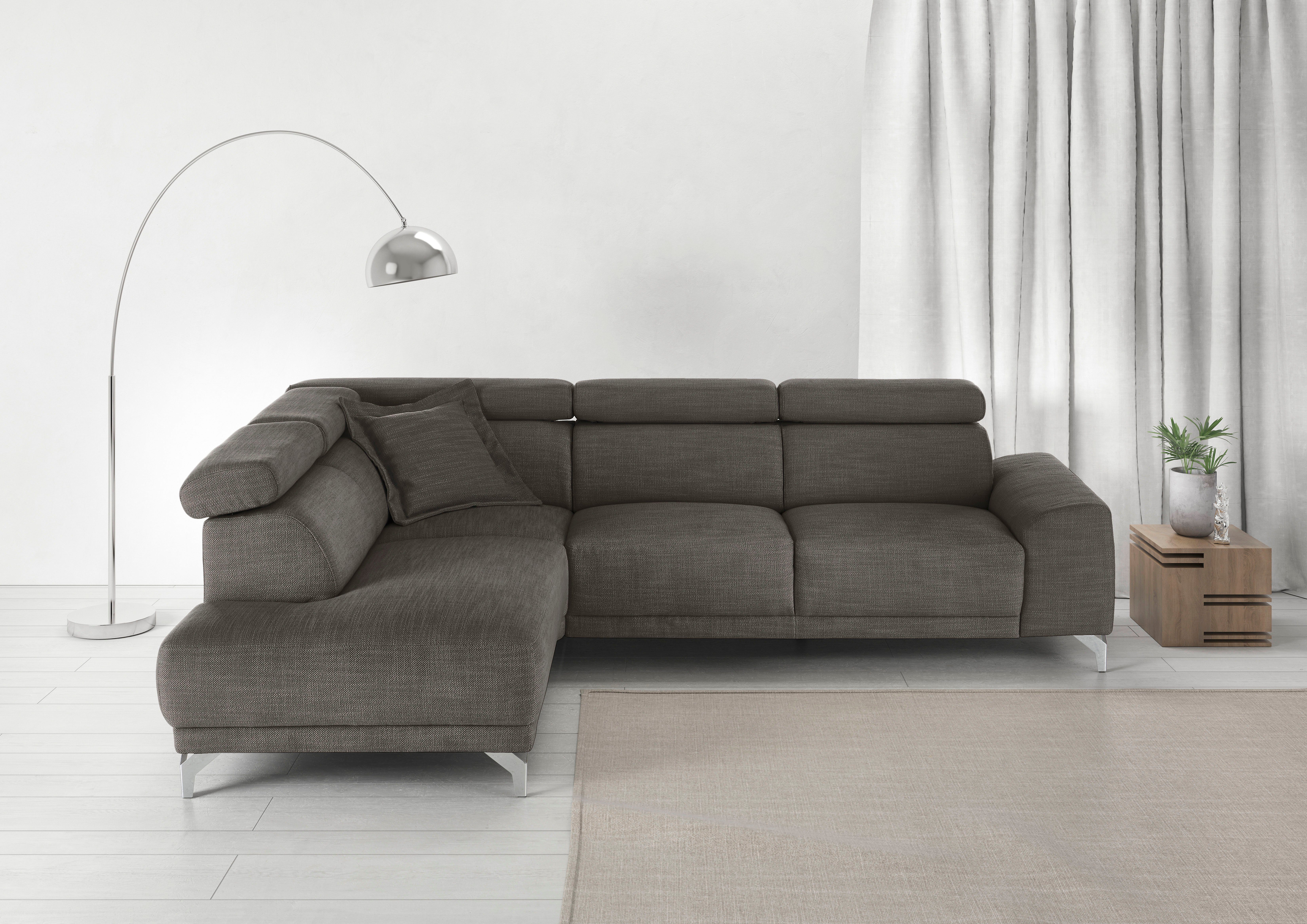3C Candy Ecksofa Greve Sofa immer mit manuelle Kopfteilverstellungen, modern, elegant, wahlweise motorischer Sitzvorzug, bequem und zeitlos, L-Form