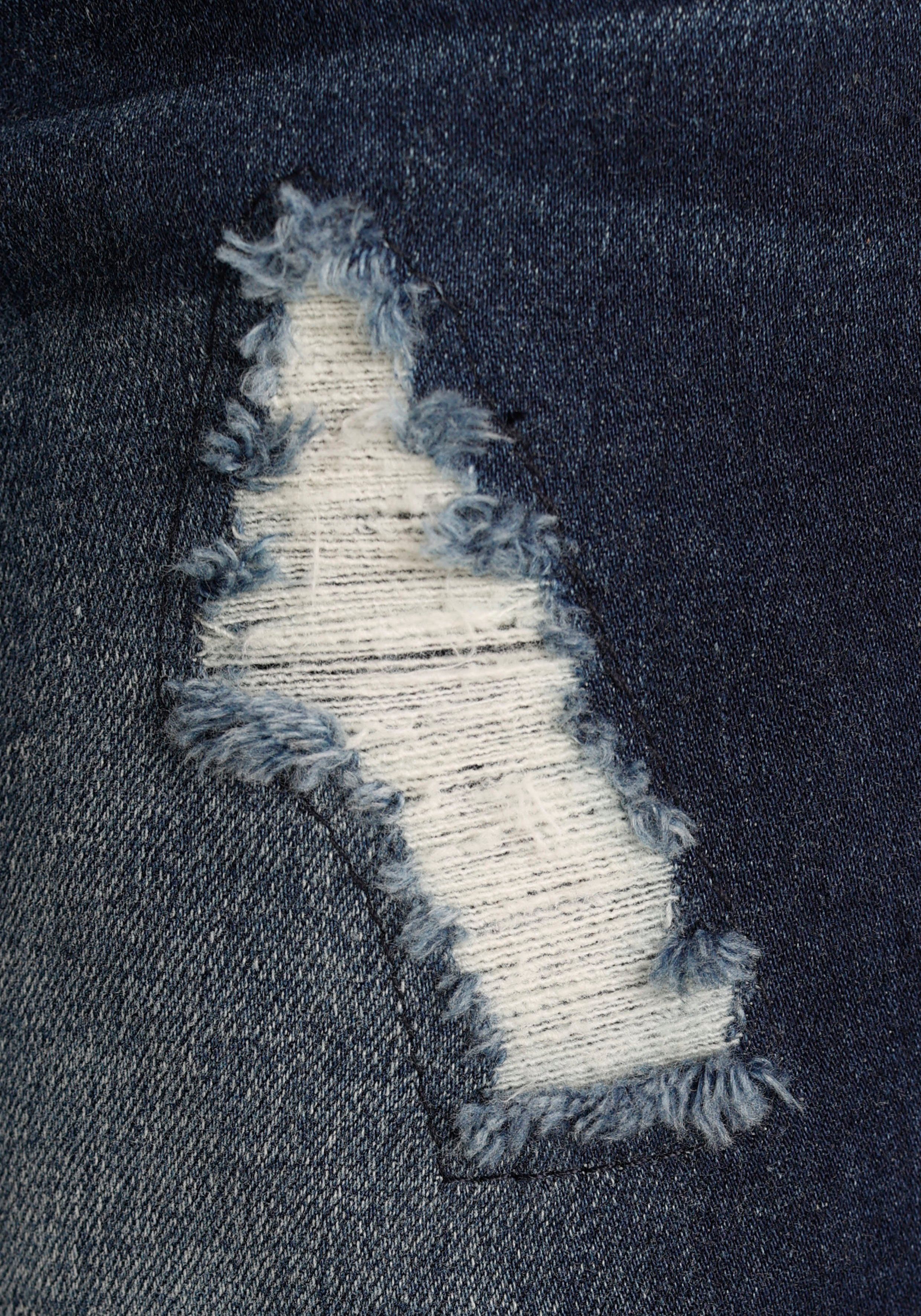 Damen Jeans Arizona Caprijeans mit sichtbarer, schräger Knopfleiste Mid Waist