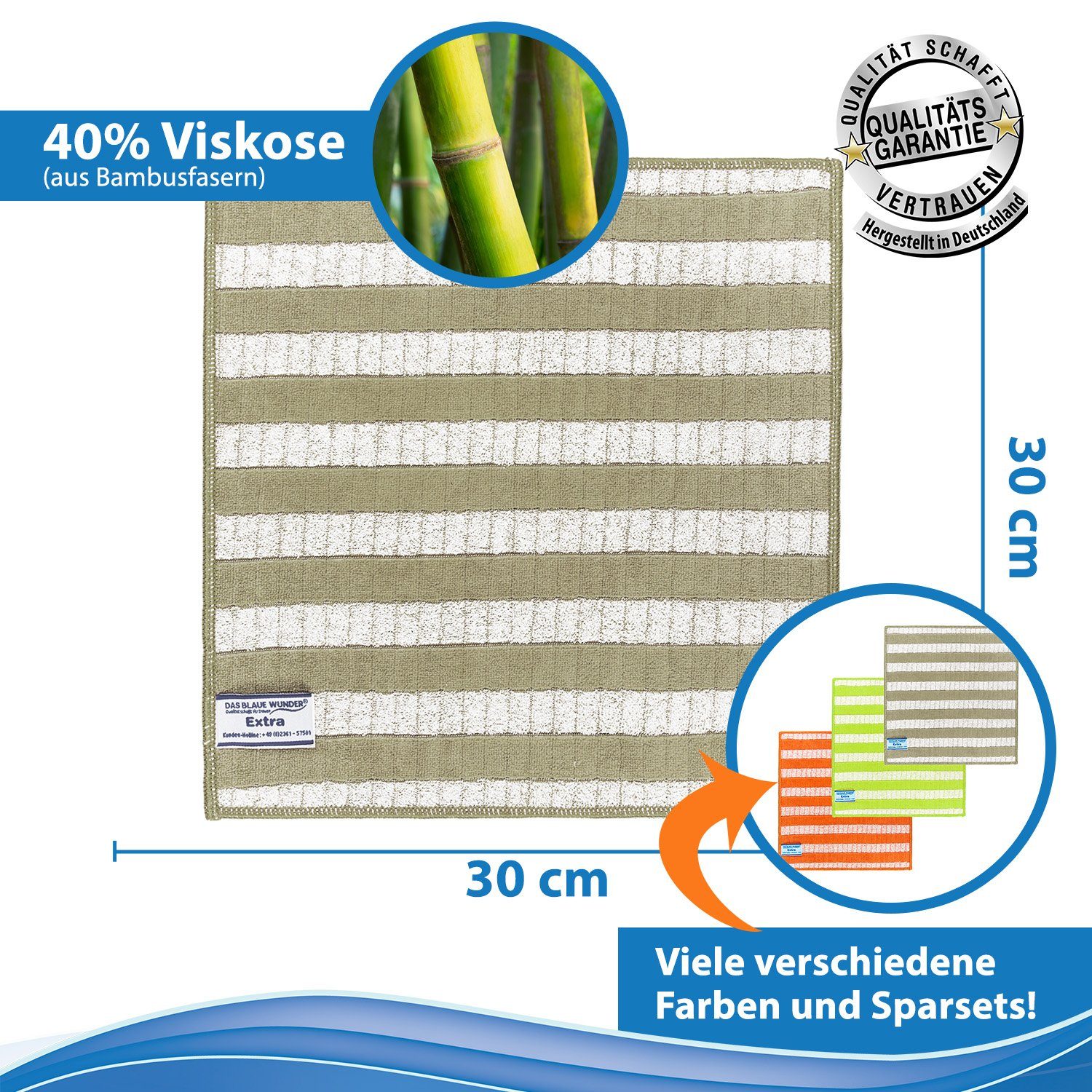 Das Blaue Wunder® Spültuch EXTRA aus Bambusfasern für Küche und Haushalt, (Grau-Braun), Spülen und Trocknen, Waschbar bis 95°C – Bild 5 von 5
