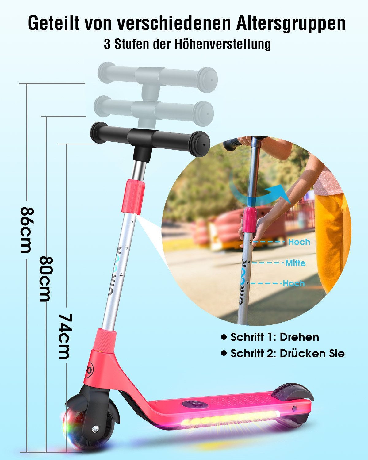 Gyroor Elektro-Kinderroller H30 mit LED-Leuchten und günstig online kaufen