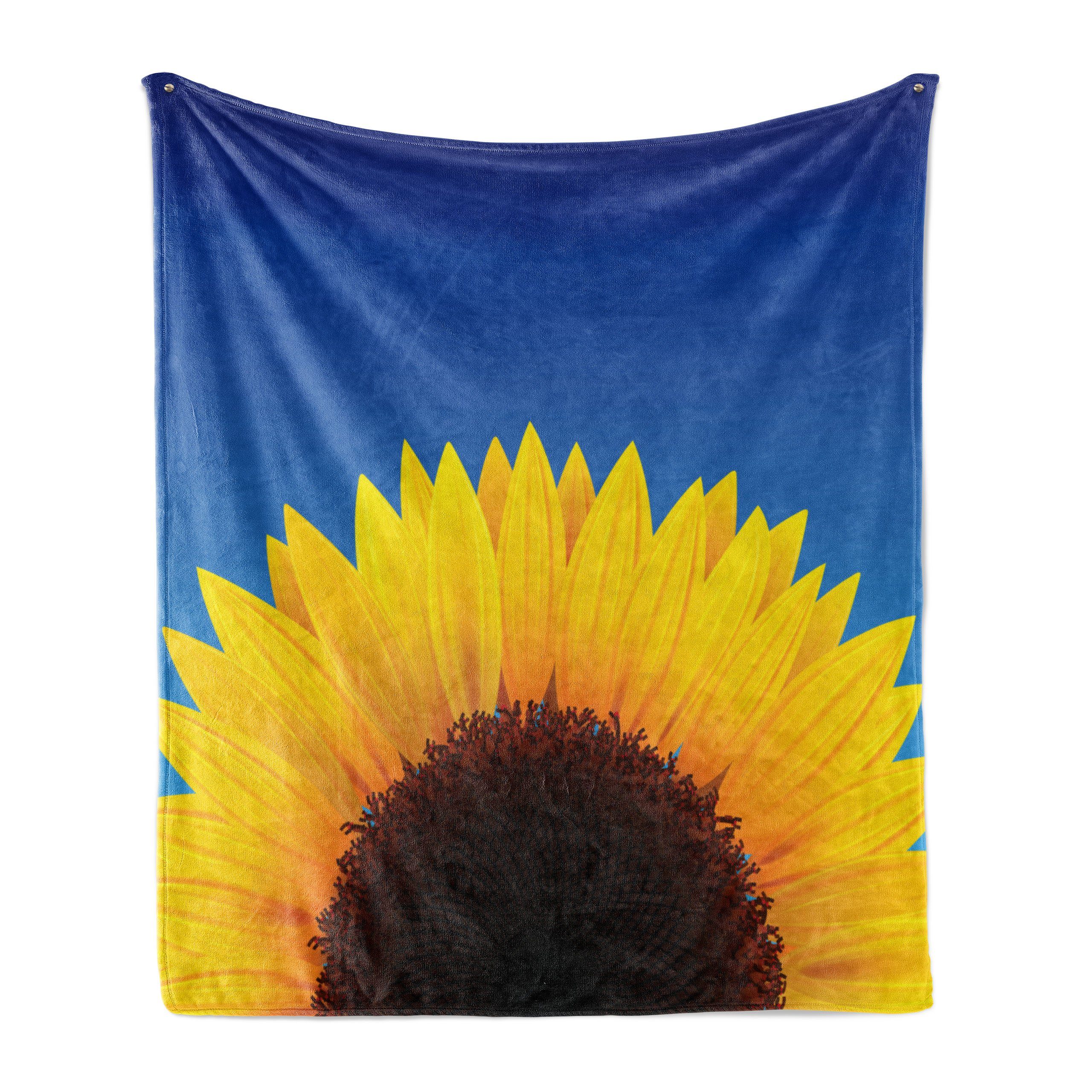 Gemütlicher Sunflower für Blau Plüsch Abakuhaus, den Gelb und Innen- und Außenbereich, Wohndecke Blatt