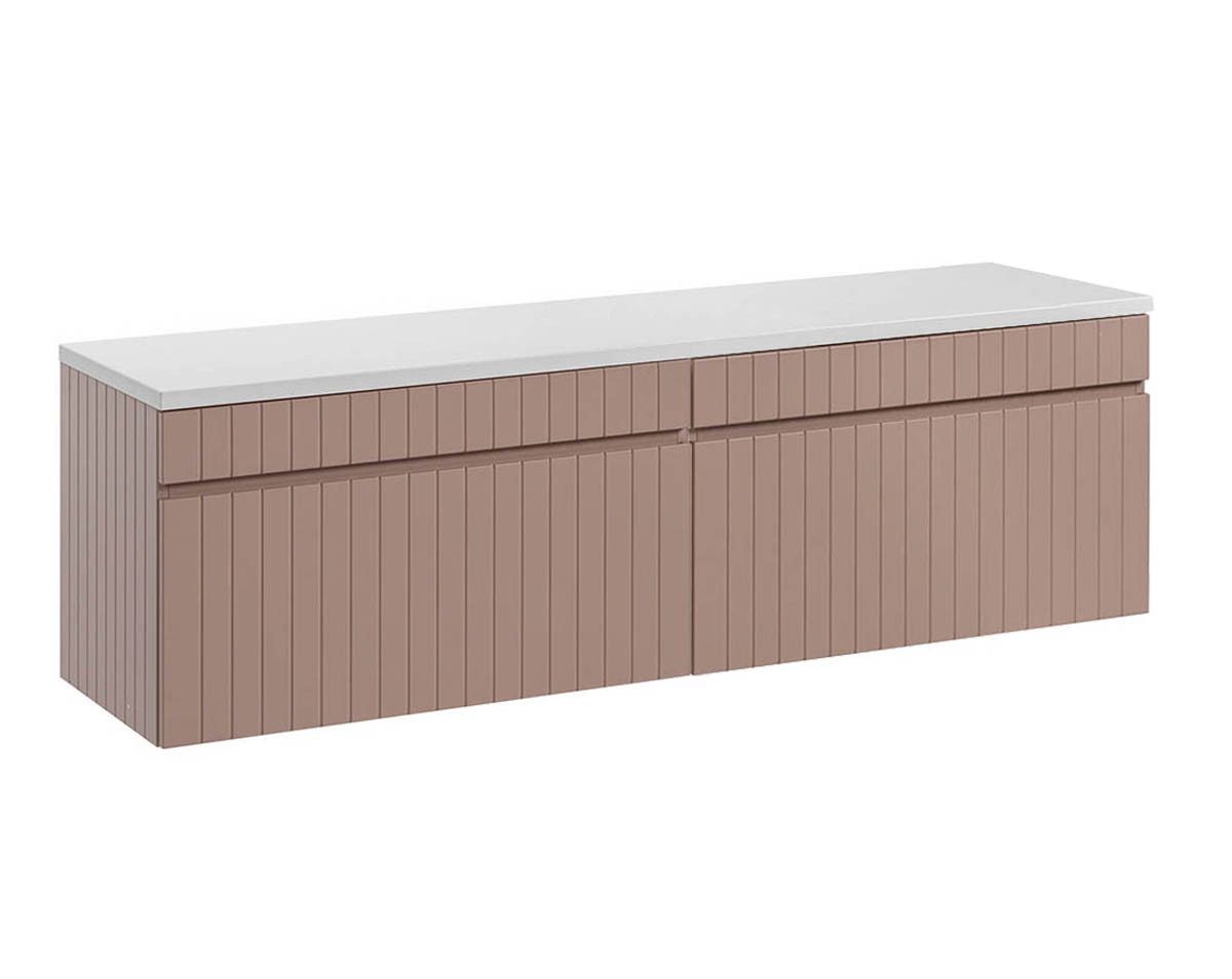 einfachgutemoebel Waschtisch-Set Badezimmer Waschplatz ROSINA 160cm, zum Unterbau, rosé-weiß, (Badmöbel Set, 1-St., Waschtisch Set)