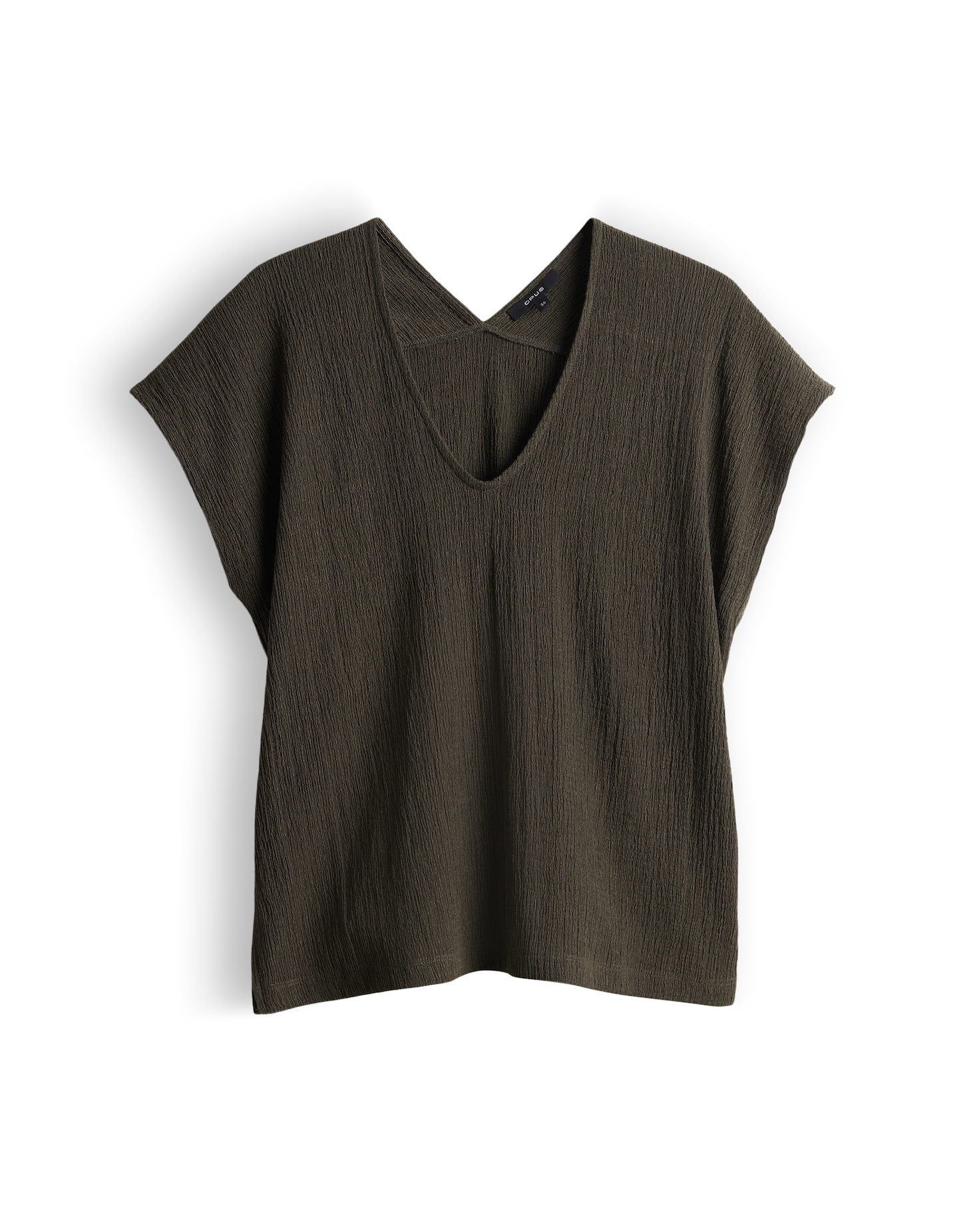 OPUS Kurzarmshirt Sirukus Structure Boxy Fit mit Crash Effekt fließender Fall. Perfekt für moderne, feminine Looks