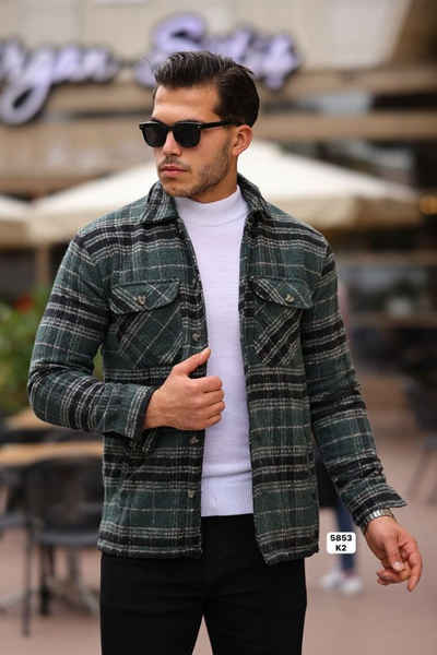 Megaman Jeans Flanellhemd Herren Holzfällerhemd Flanellhemd Kariert Freizeithemd Jacke Slim Fit, Langarm, Kentkragen, Hemdjacke