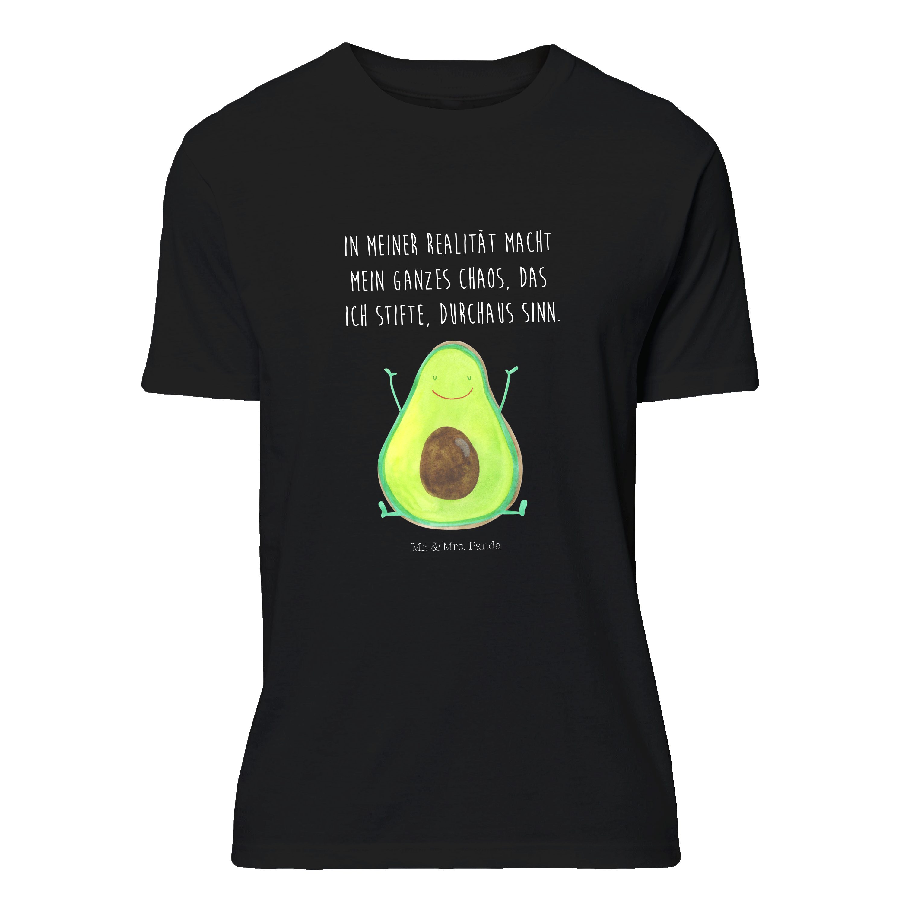 Mr. & Mrs. Panda T-Shirt Avocado Happy - Schwarz - Geschenk, Veggie, Vegan, Lustiges T-Shirt, (1-tlg) | T-Shirts