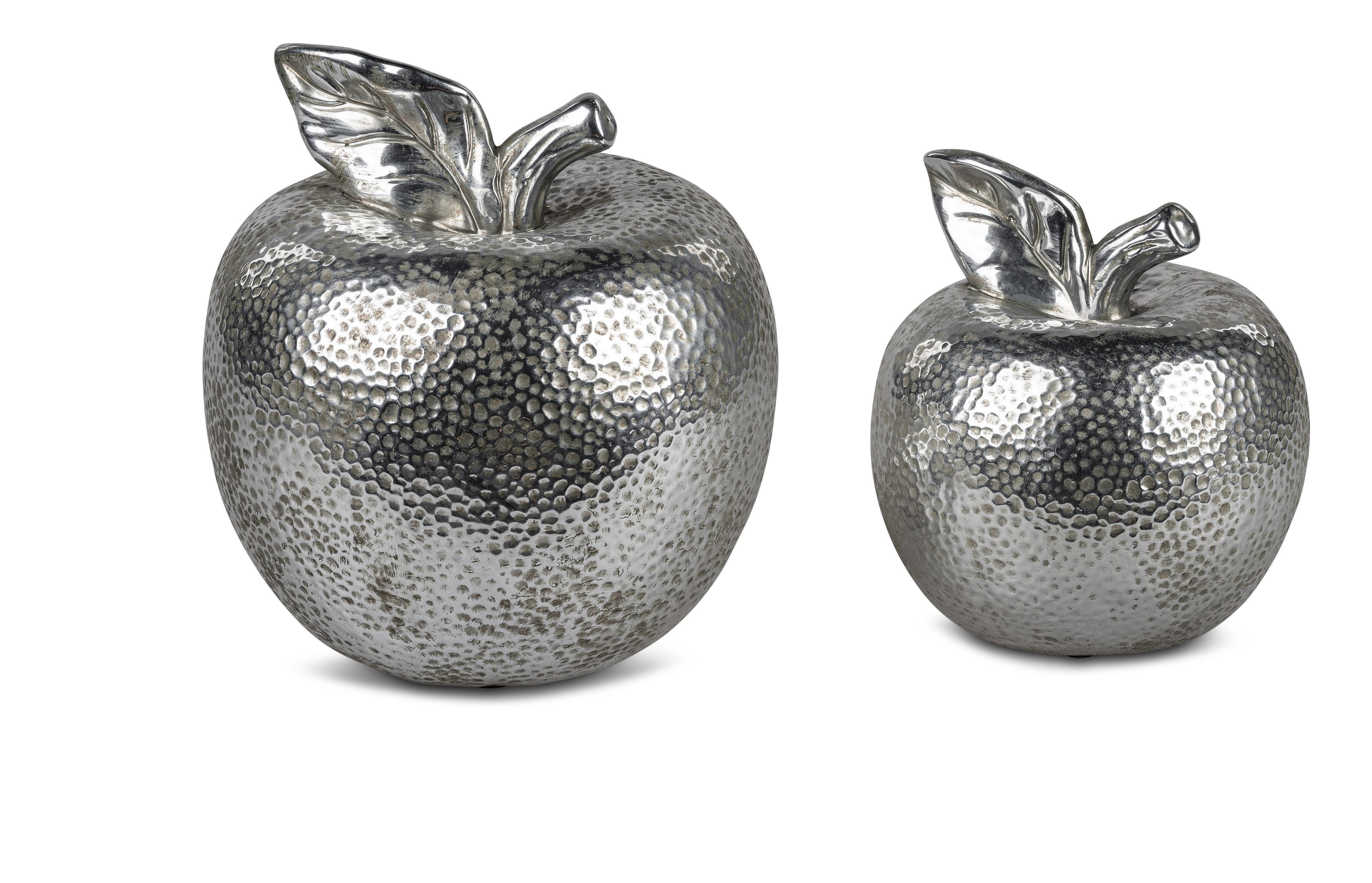 formano Dekofigur formano 2er Set Deko Apfel in Vintage Silber 16 cm und 25 cm