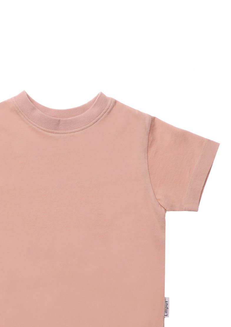 Design Rundhals-Ausschnitt in Liliput schlichtem T-Shirt rosa mit