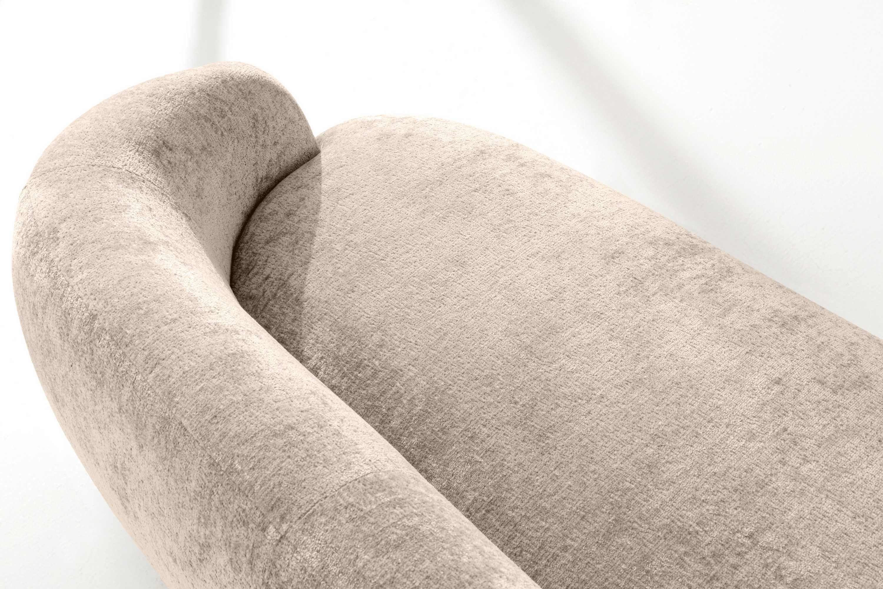 KONSIMO® 3-Sitzer NELUM Sofa, Modern, organische Form, mit dekorativem Rundkissen, Chenille-Stoff, hergestellt in der EU