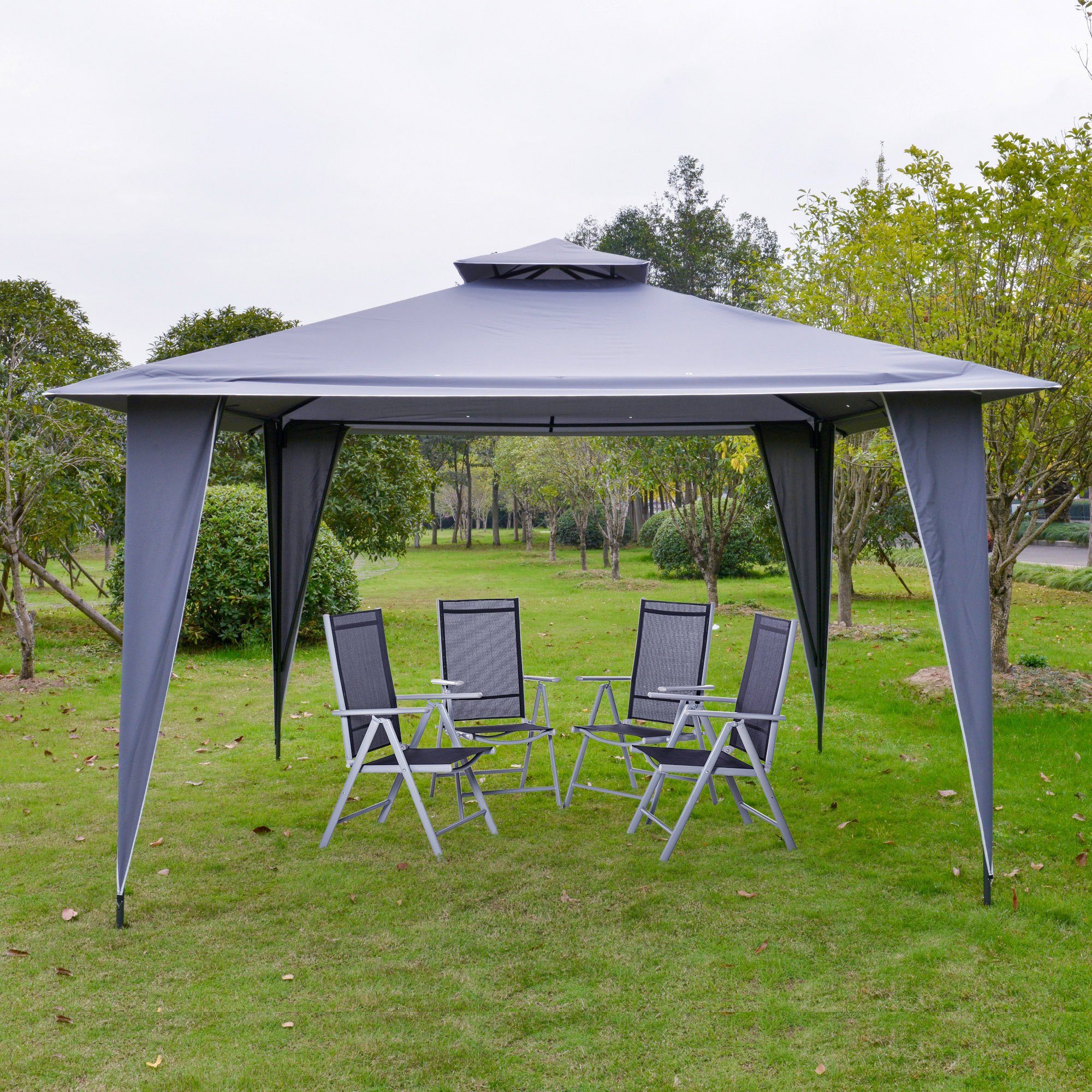 Outsunny Pavillon Partyzelt mit Doppeldach, mit günstig online kaufen