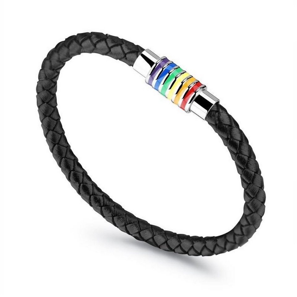 Ditz Lederarmband Armband Lederarmband Kunstleder Edelstahl Verschluss  Regenbogen Herren (Geschenk stilbewusste Männer in einer attraktiven  Geschenkbox), Armreif Geschenke für Männer Pride Rainbow