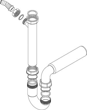 SANITOP WINGENROTH Siphon, (1-tlg., Röhrengeruchsverschluss, Winkelschlauchverschraubung 45), Weiß, Typ 1 1/4 '' x 50 mm, für Spüle, 221566