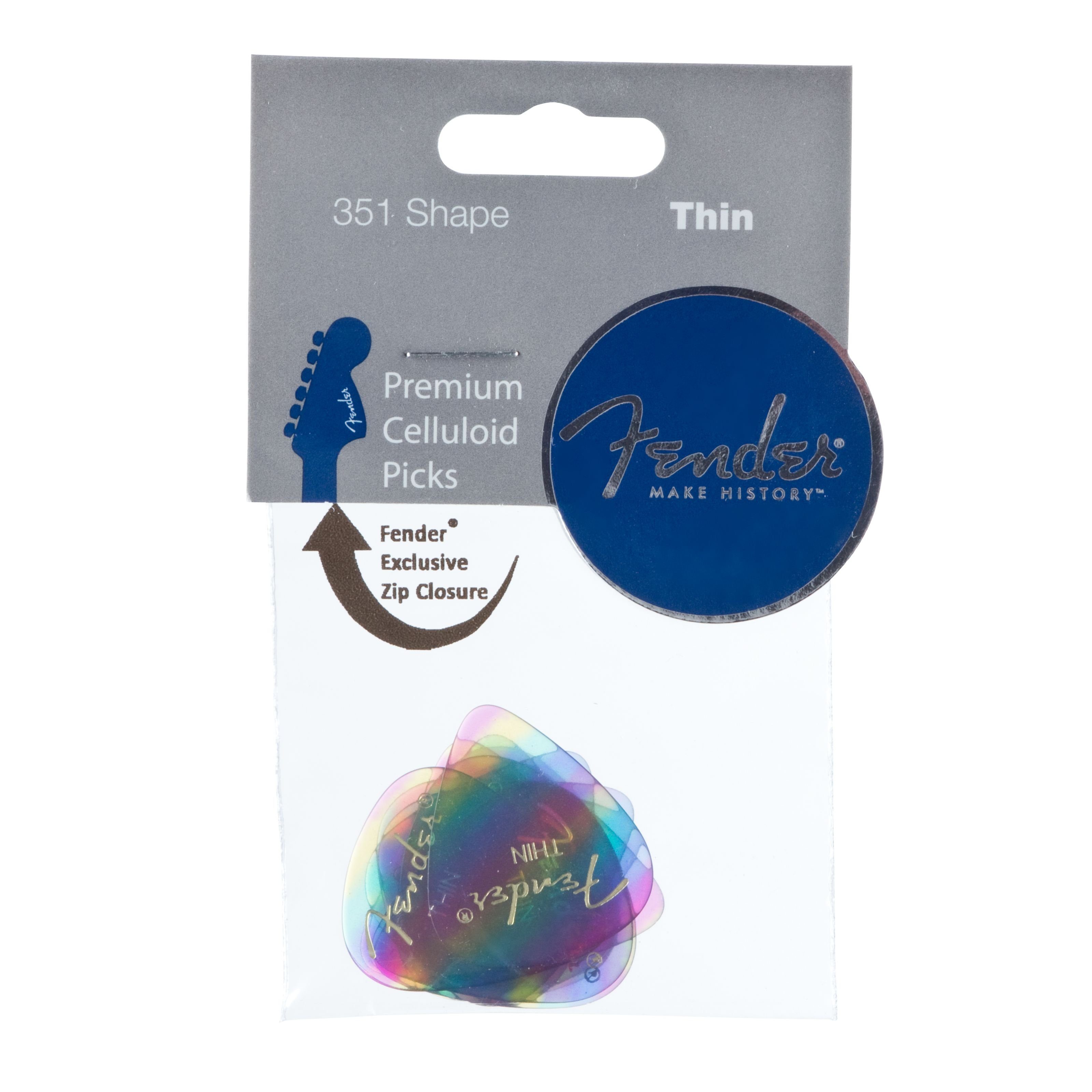 Fender Plektrum, Picks 351 Rainbow thin 12er Set Premium Celluloid - Plektren Set