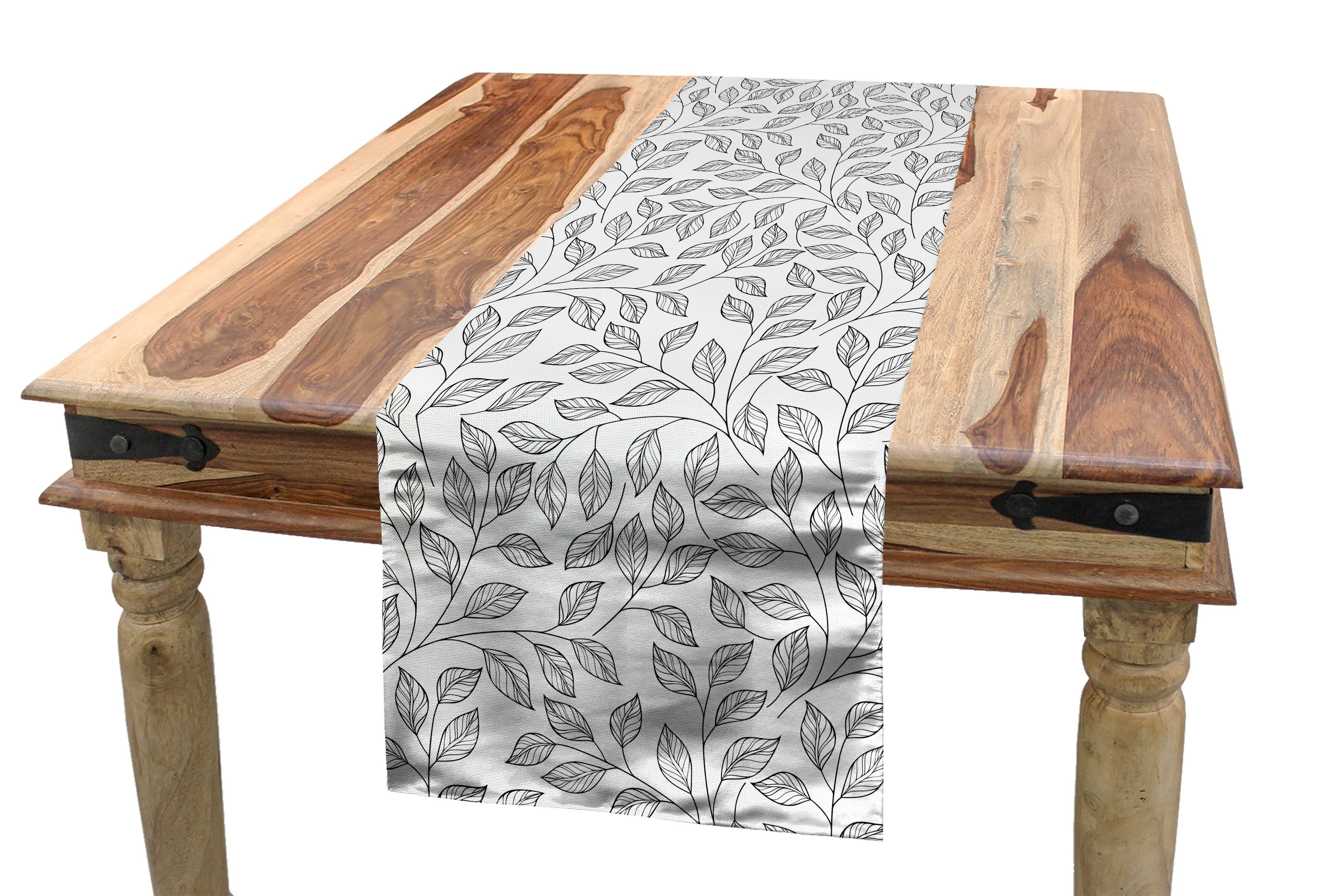 Rechteckiger Esszimmer Floral Tischläufer Tischläufer, Monochrome Dekorativer Rustic Küche Blätter Abakuhaus