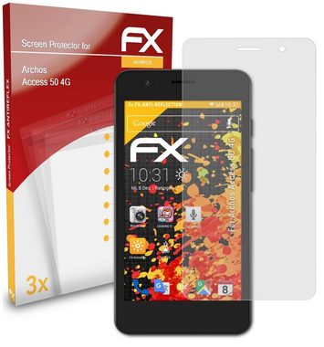 atFoliX Schutzfolie für Archos Access 50 4G, (3 Folien), Entspiegelnd und stoßdämpfend