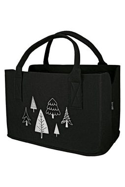 GILDE Henkeltasche Filztasche Funny Tree Farbe schwarz Stickerei weiß waschbar (1-tlg), Vorderseite bestickt